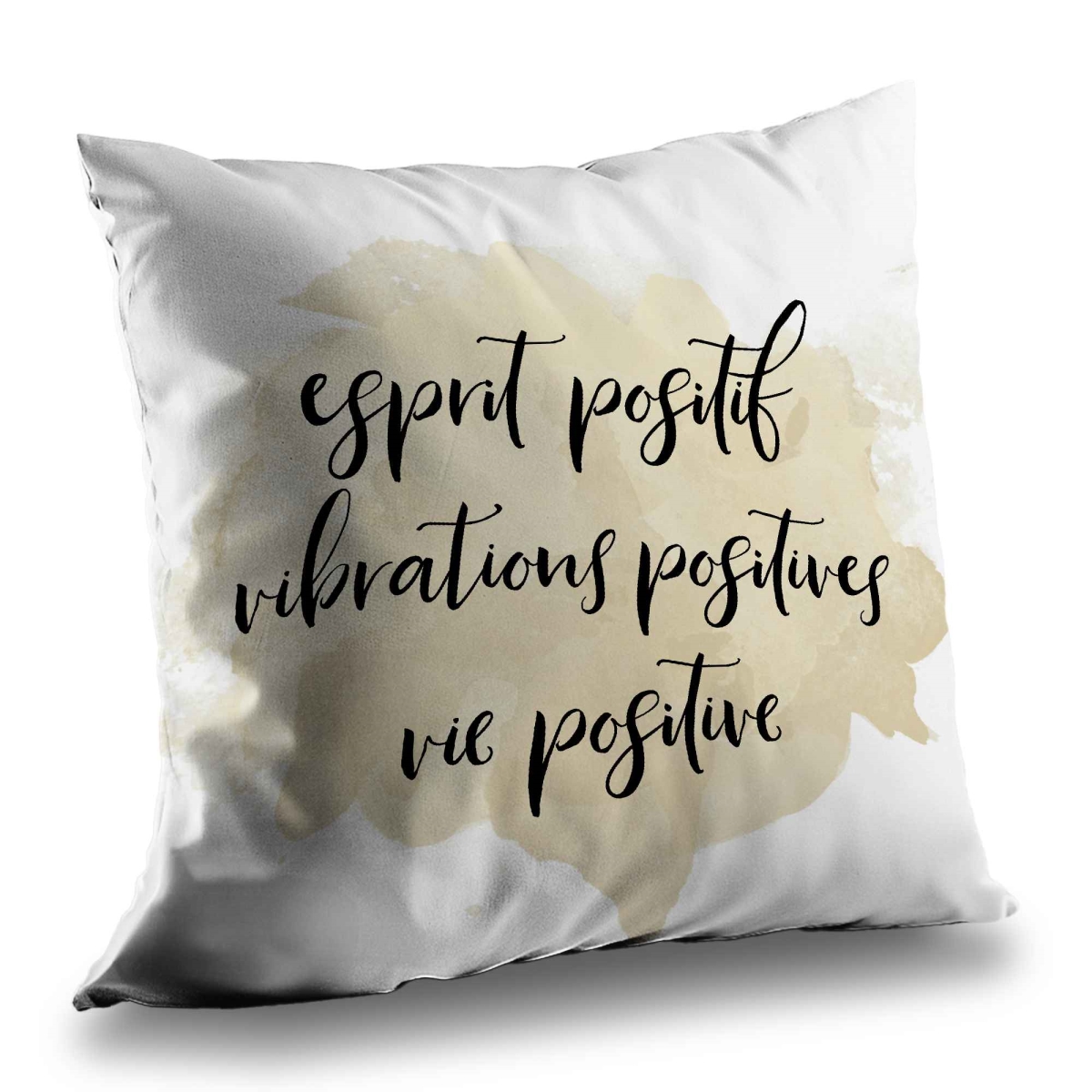 C1PC14145OFLDC 14 x 14 in. Esprit Positif Vibrations Positives - Motivational Bathroom Throw