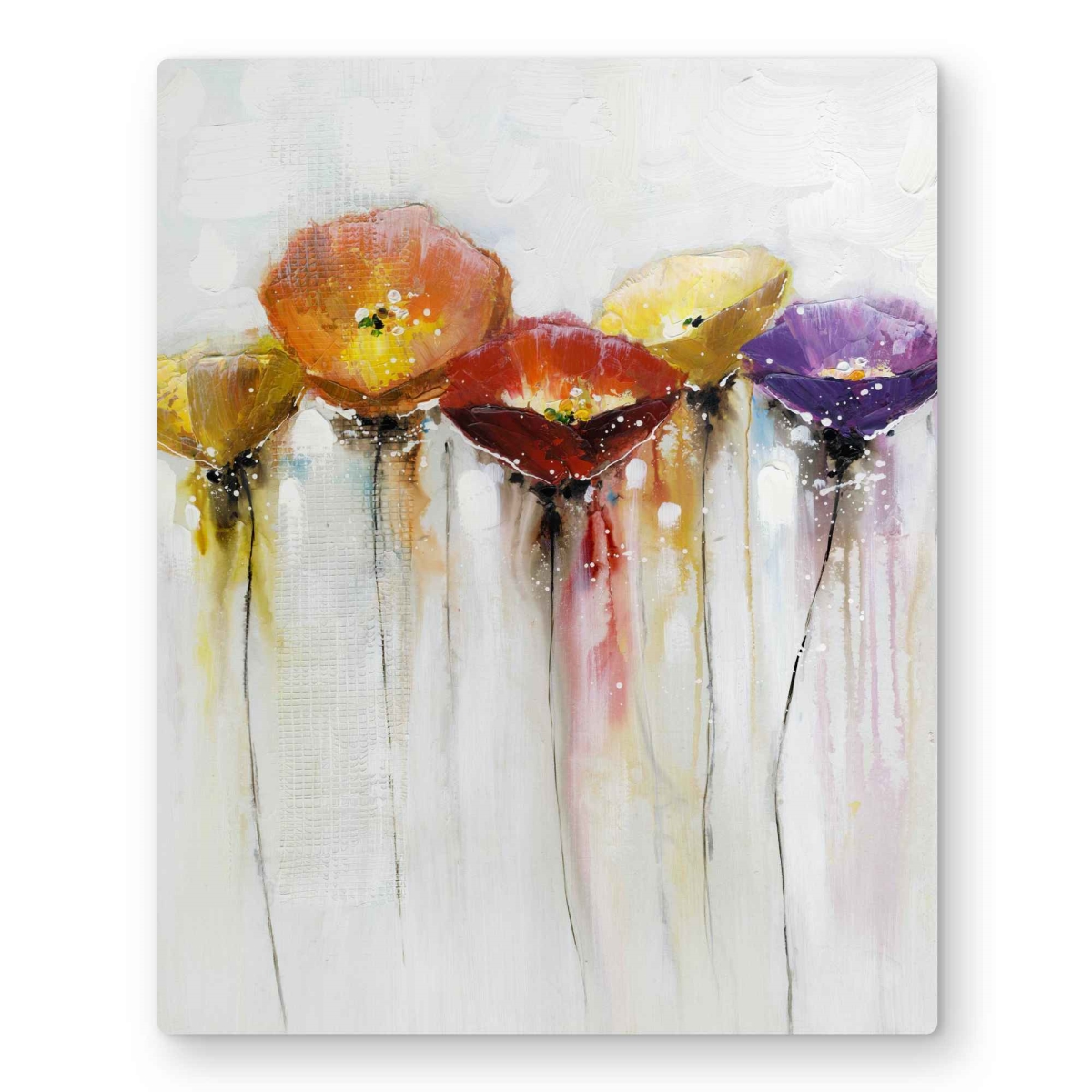C1MP1620I825DR 16 x 20 in. Multiple Colorful Abstract Flowers Wall Art - Modern Botanical Metal Print