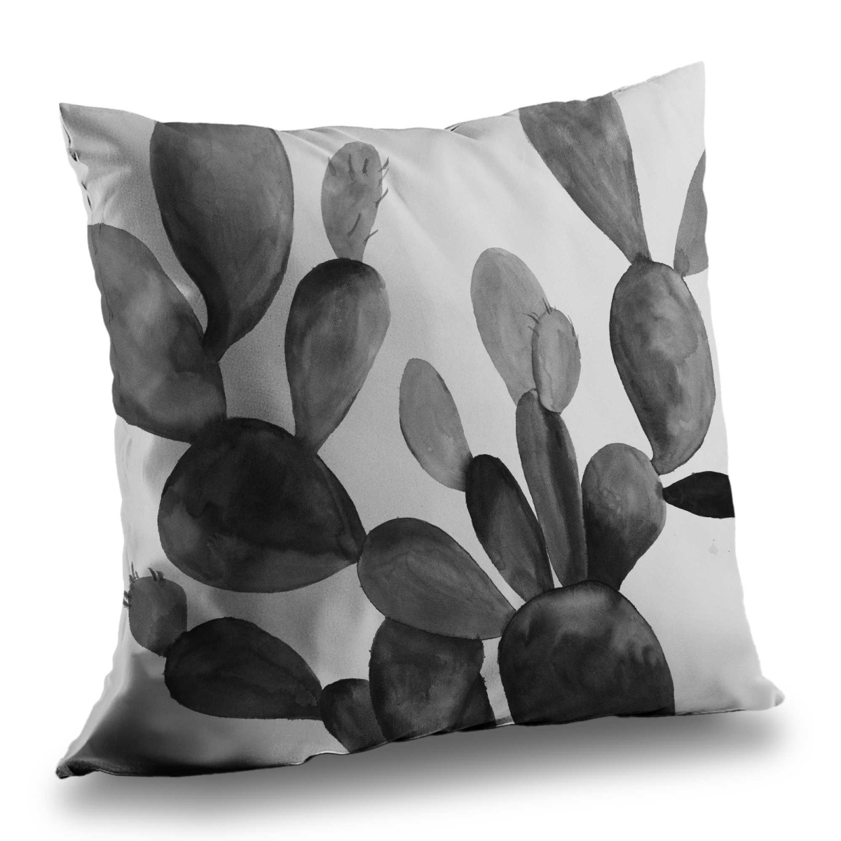 C1PC1414ORDNSR 14 x 14 in. Grayscale Cactus - Black & White Botanical Throw