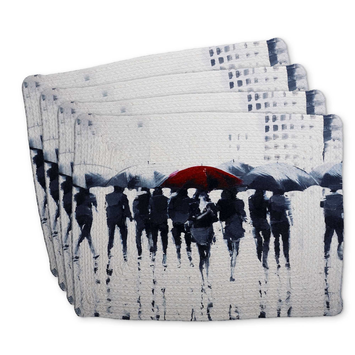Picture of Begin Home Decor C4BP14181JHMAS 14 x 18 in. Silhouettes Walking in the Rain - Braided Polyester Placemat - Set of 4