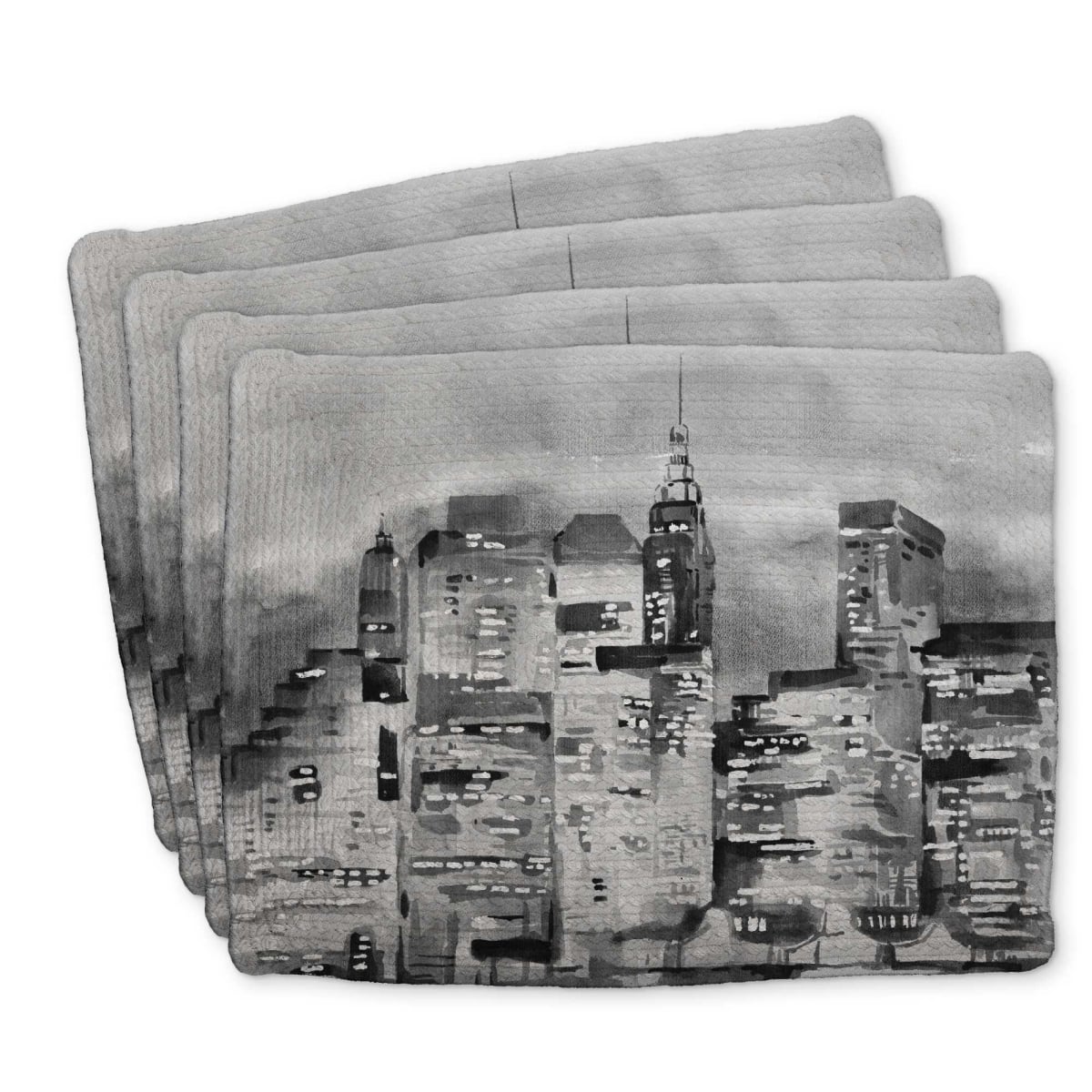 Picture of Begin Home Decor C4BP14182BENSX 14 x 18 in. Watercolor Cityscape Placemat - Braided Polyester Home Decor - Set of 4