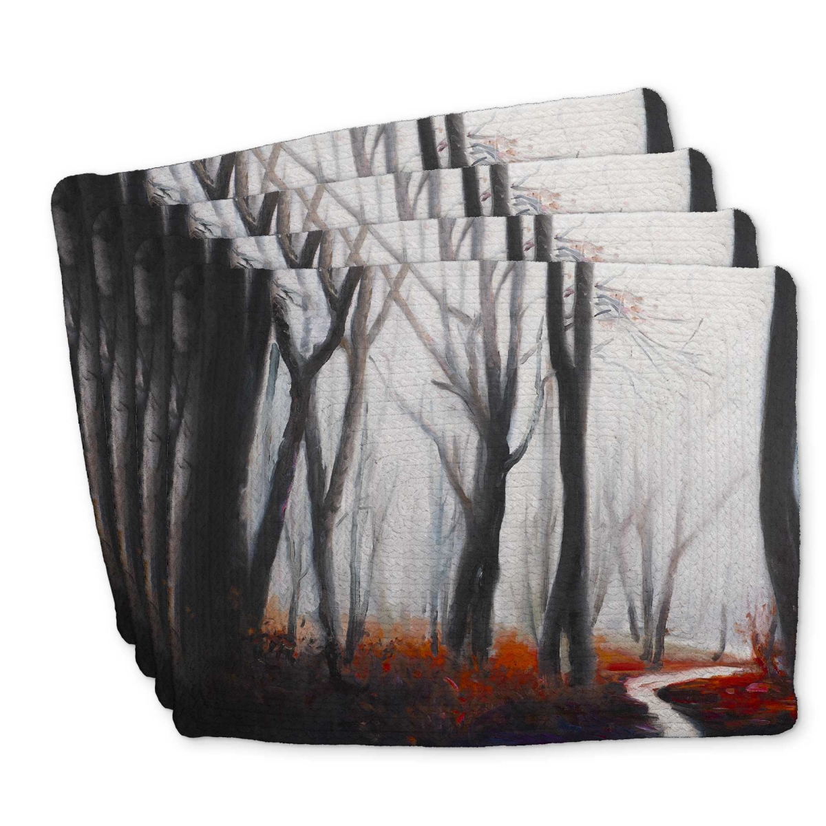 Picture of Begin Home Decor C4BP14184687NH 14 x 18 in. Mysterious Forest with Stream - Braided Polyester Placemat - Set of 4