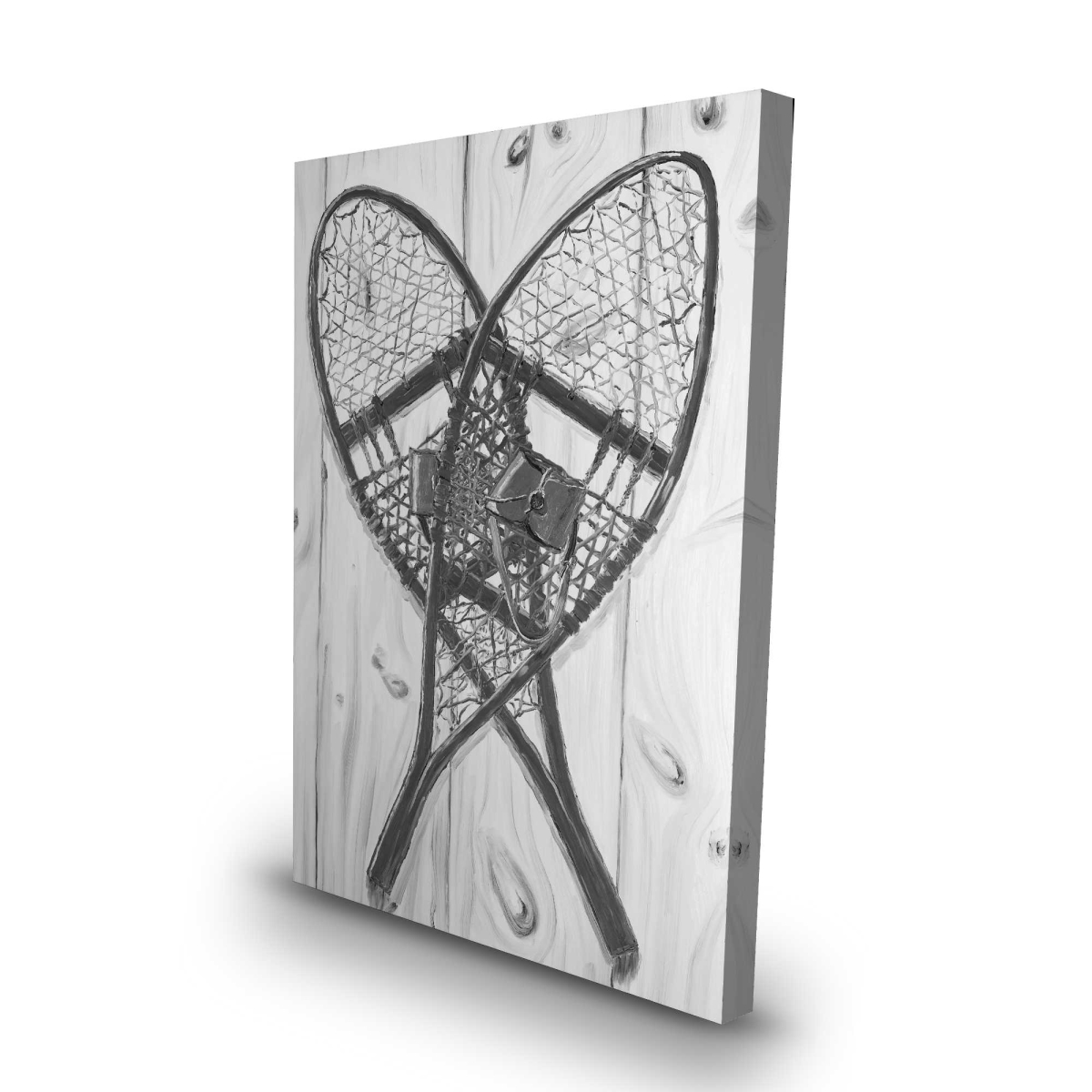 C1RC2436NNSHAB 24 x 36 in. Vintage Monochrome Wood Snowshoes - Black Livingroom Canvas