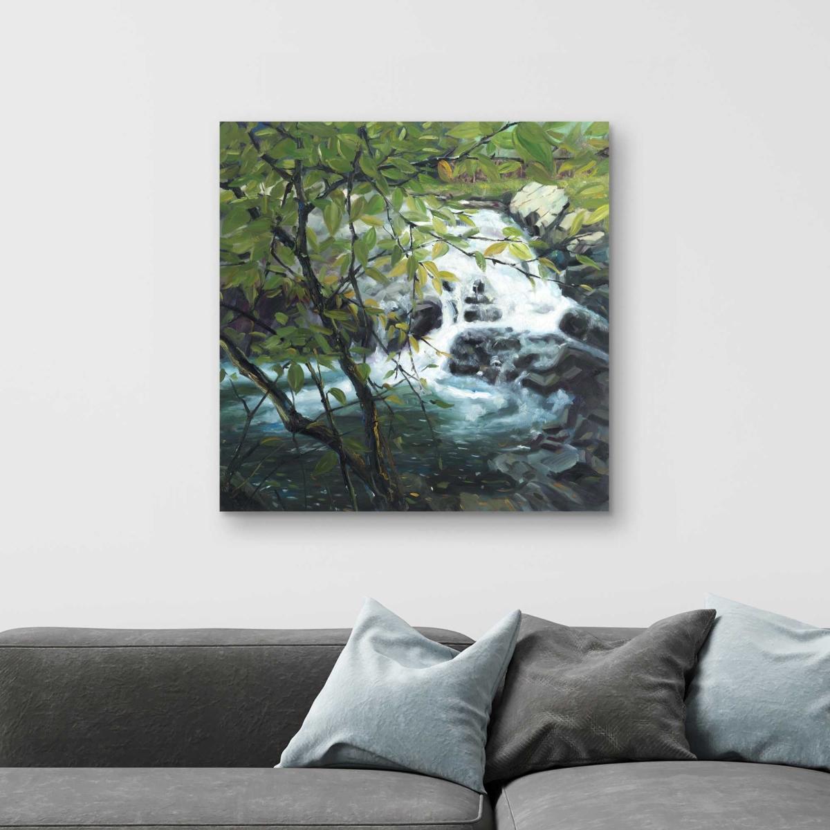 C1RC3232R42YUX 32 x 32 in. Peaceful Fall - Gray Bathroom Canvas for Home Decor