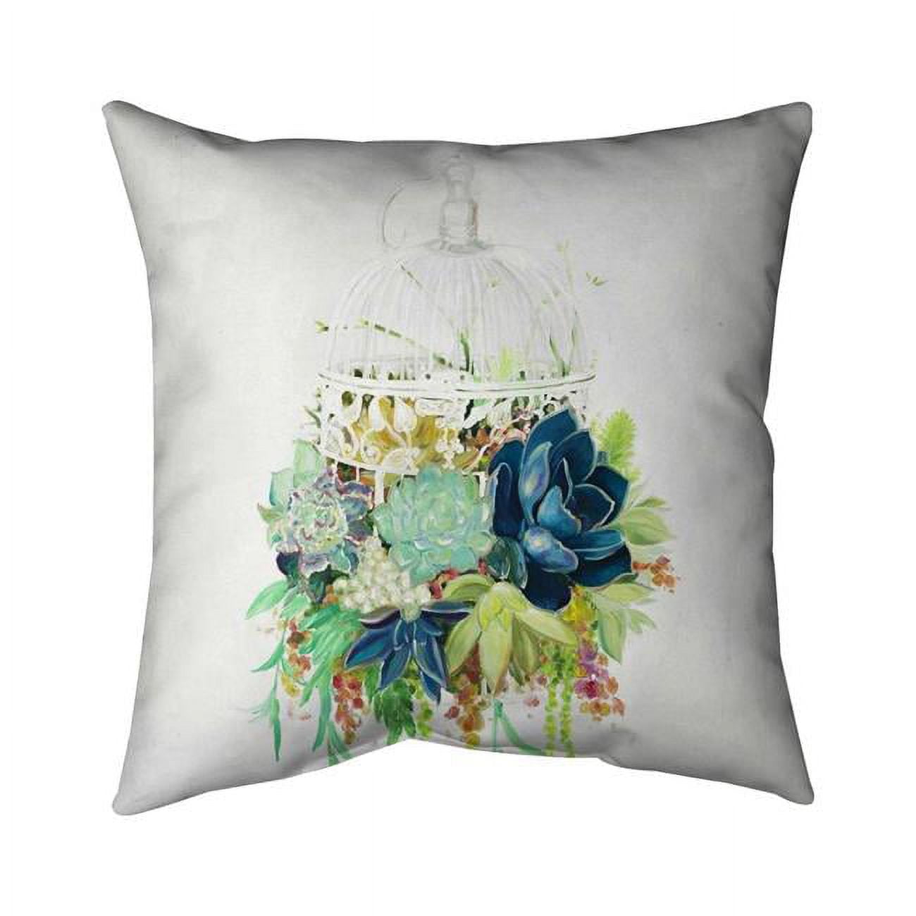 20 x 20 in. Bird Cage with Cactus-Double Sided Print Indoor Pillow