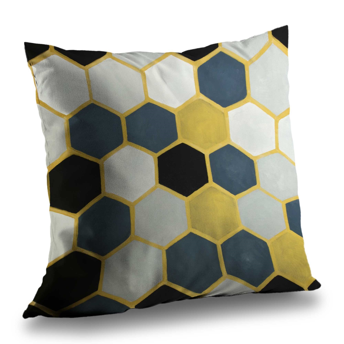 C1PC14142333JZ 14 x 14 in. Blue & Gold Cells - Bedroom Patterns Poly Twill Throw