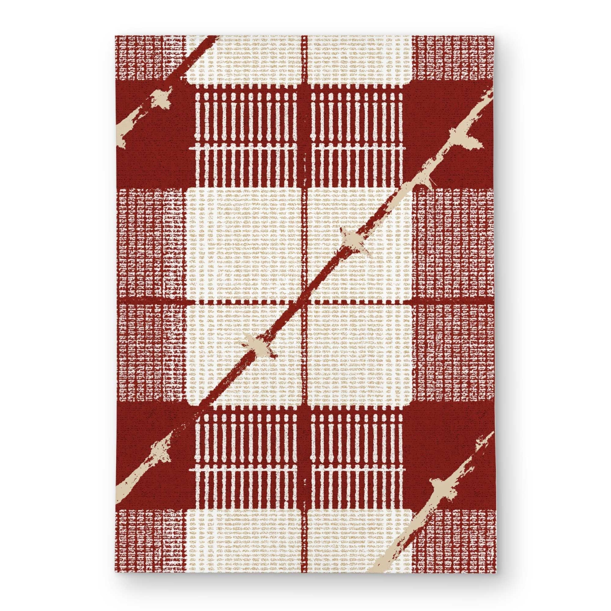 C1ROAR5750AHZJ 5 x 7 ft. Red Pattern Blue Outdoor Square Rectangle Area Rug - Home Decor Accent