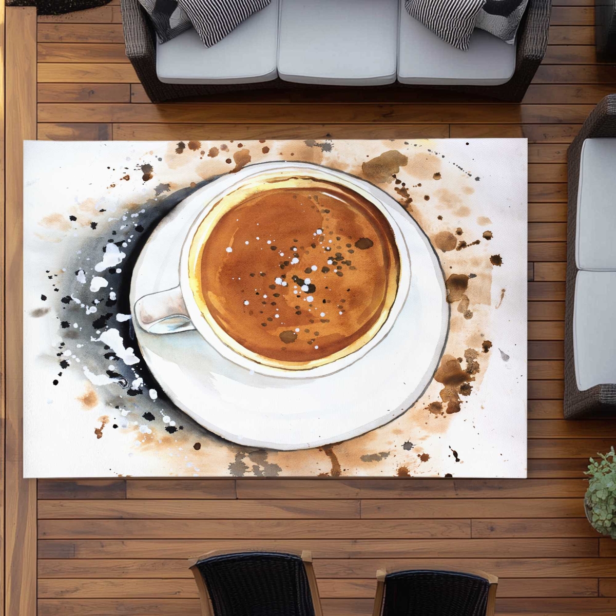 C1ROAR575172JS 5 x 7 ft. Cappuccino Refreshing Outdoor Rectangle Area Rug - Food Brown Home Decor