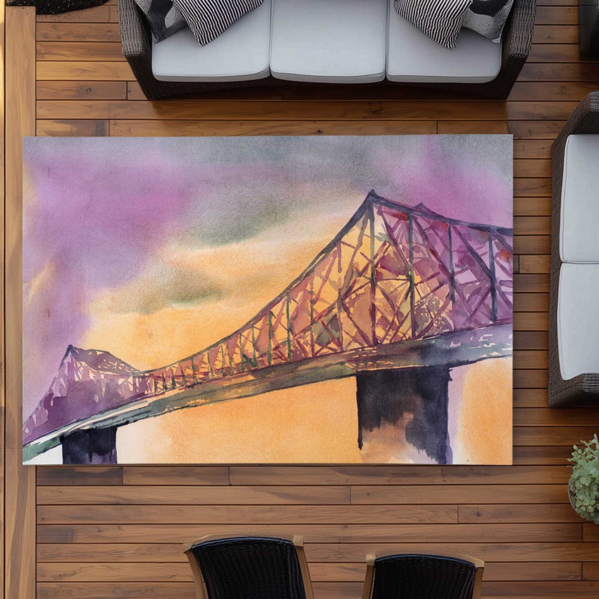 C1ROAR57AD5EF6 5 x 7 ft. Montreal Jacques-Cartier Bridge Outdoor Rectangle Area Rug - Decor