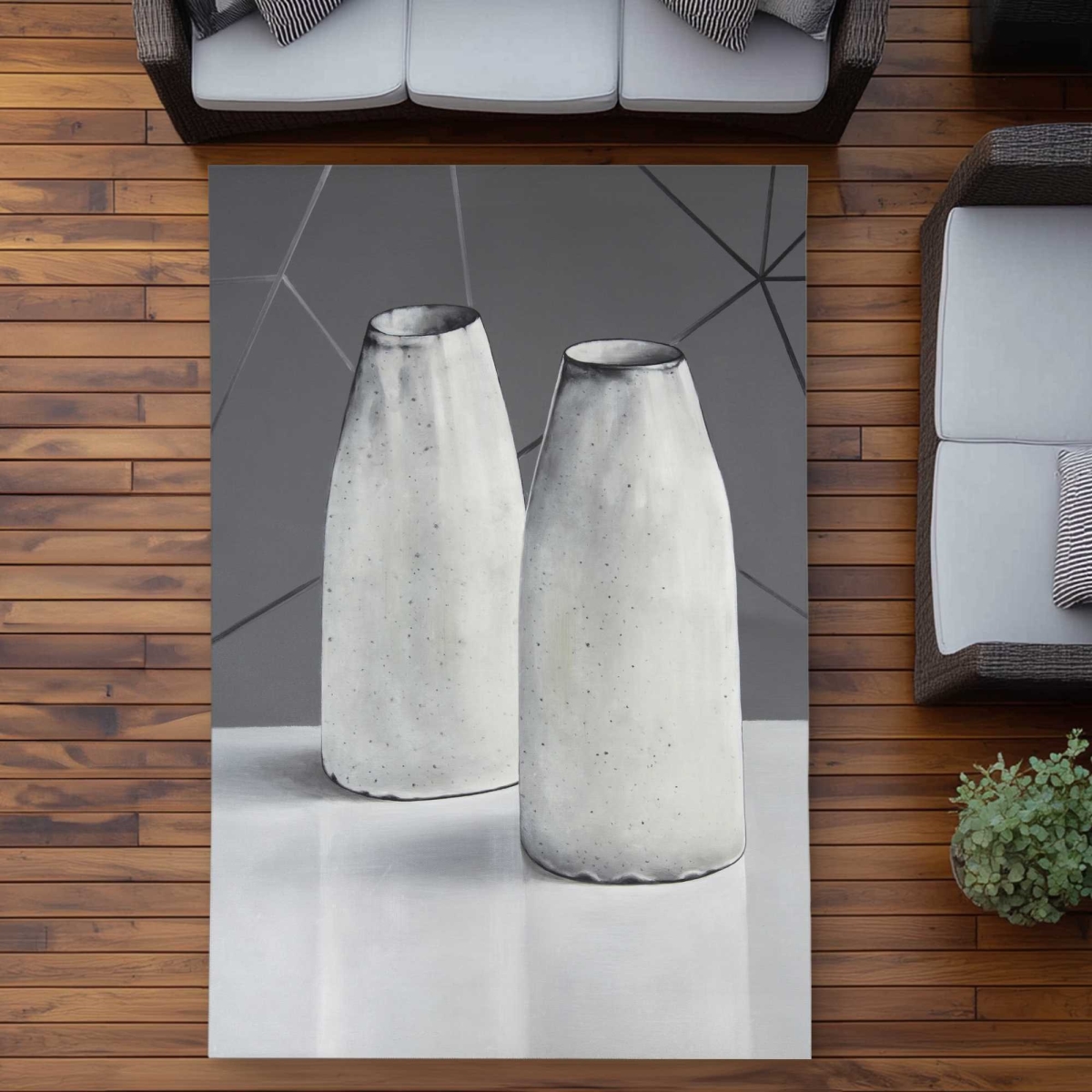 C1ROAR57BL18GP 5 x 7 ft. Vases Kitchen White Outdoor Rectangle Area Rug - Stylish