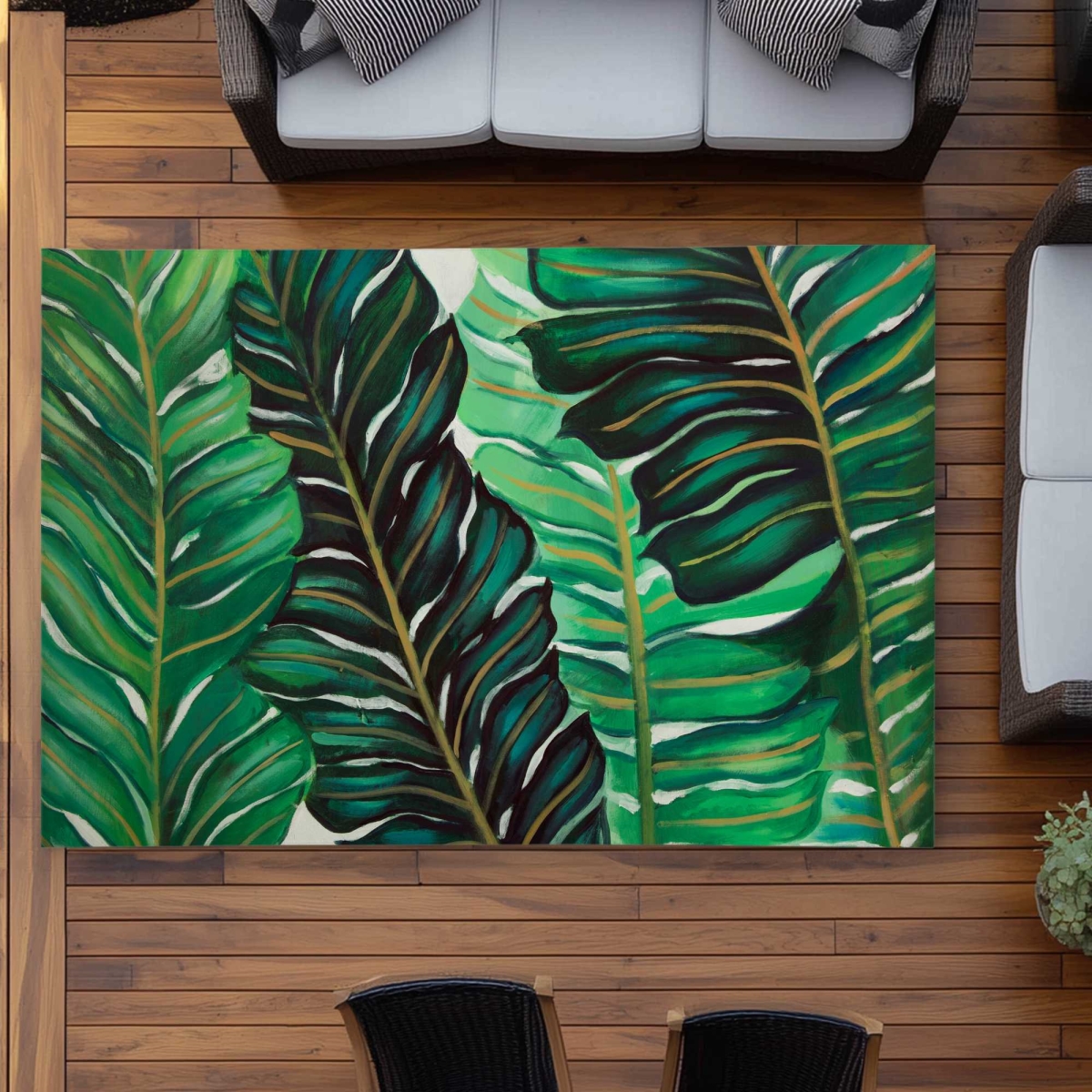 C1ROAR57F48Q6M 5 x 7 ft. Several Exotic Plant Leaves - Botanical Outdoor Rectangle Area Rug