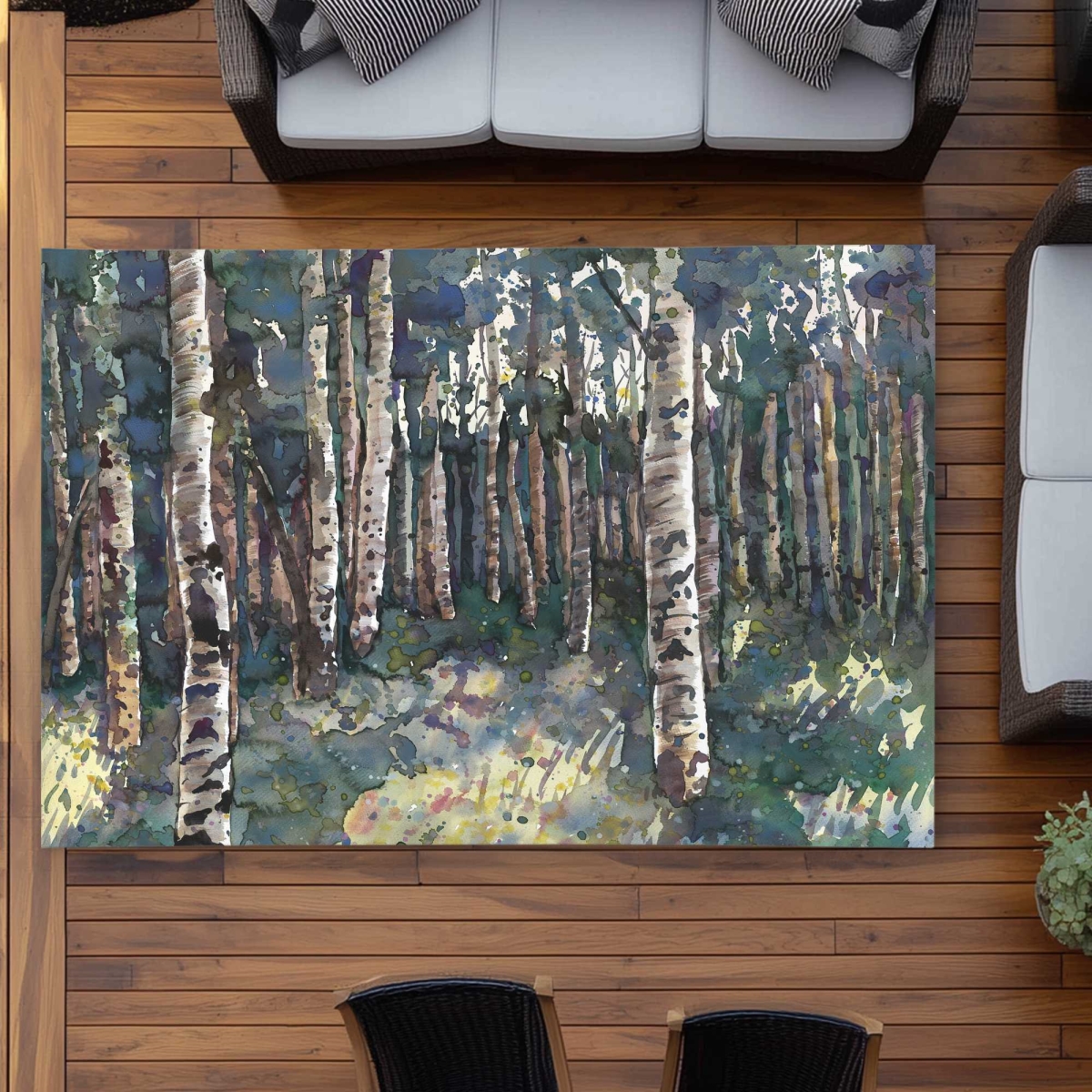 C1ROAR57HUPDO5 5 x 7 ft. Birches - Bedroom Landscapes Outdoor Rectangle Area Rug for Home Decor