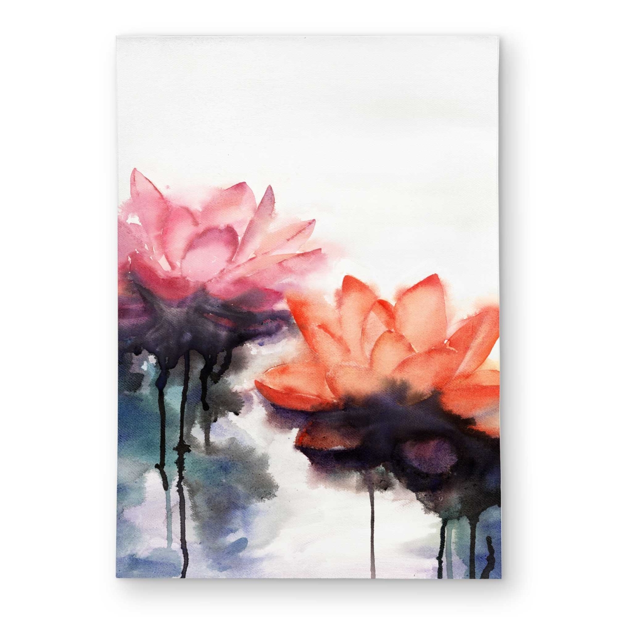 C1ROAR57ICJMWX 5 x 7 ft. Watercolor Lotus Flowers Rectangle Area Rug - Exotic Floral Outdoor Decor