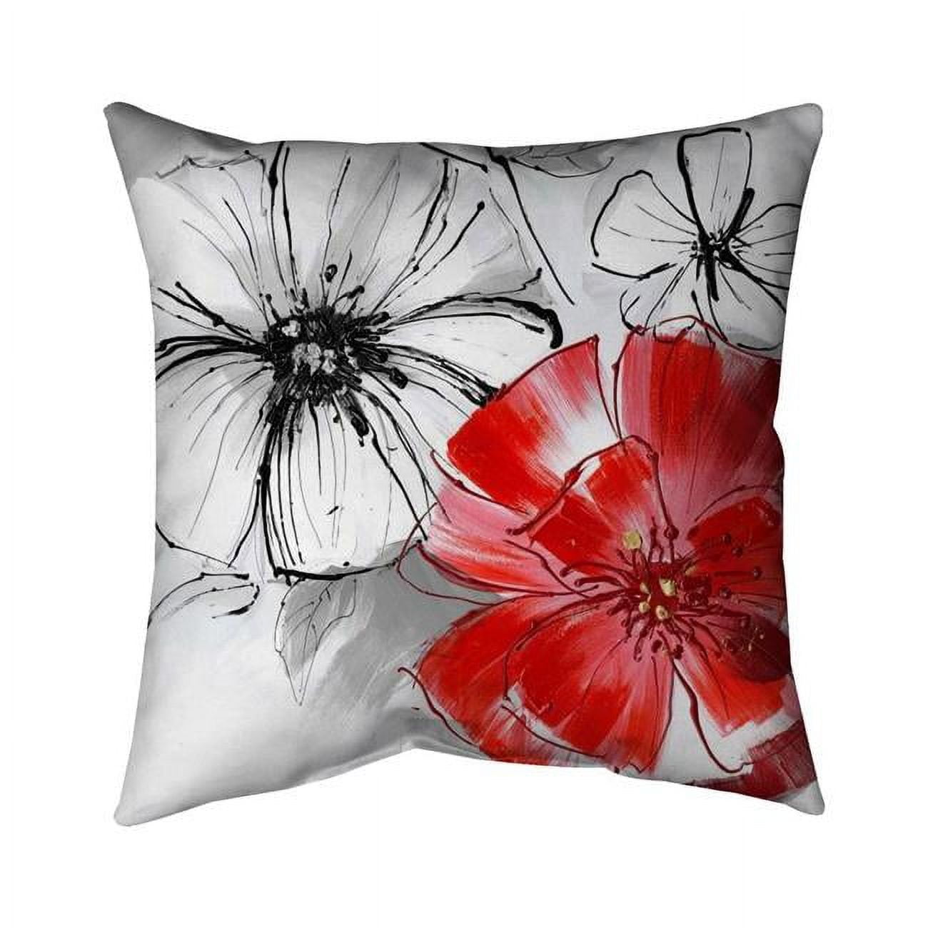 20 x 20 in. Red & White Flowers Sketch-Double Sided Print Indoor Pillow
