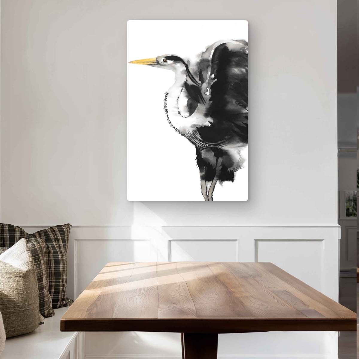 C1MP24361UAT1X 24 x 36 in. Heron Gray Metal Print Wall Art - Unique Animal Home Decor Art