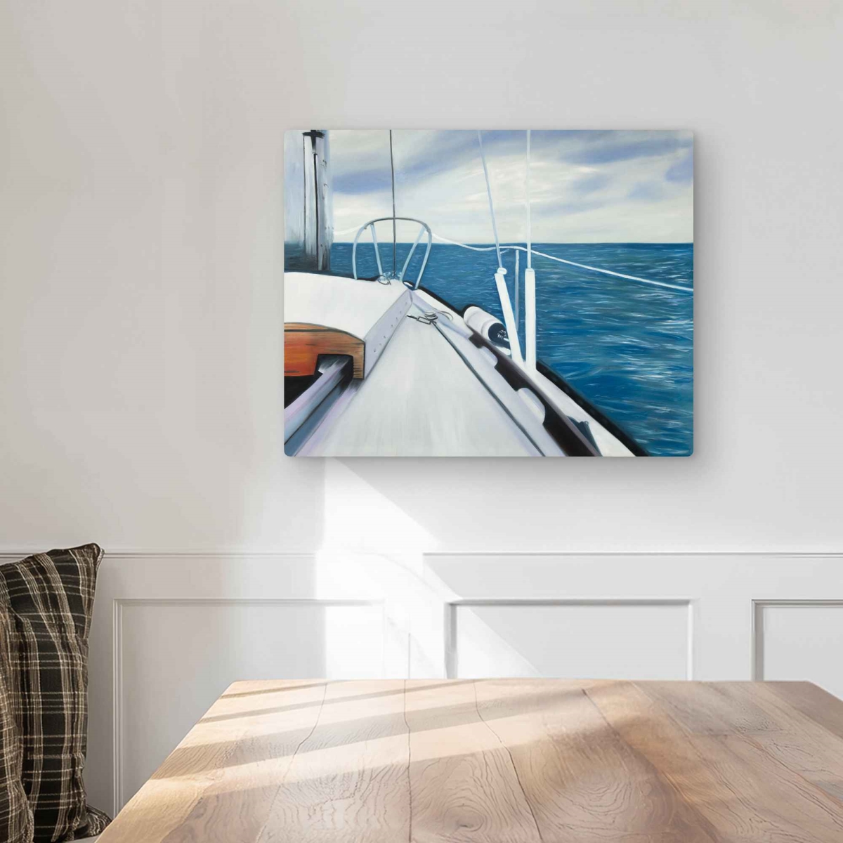 C1MP16209RV2R8 16 x 20 in. Sail on the Water - Coastal Blue Metal Print Wall Art for Home Decor