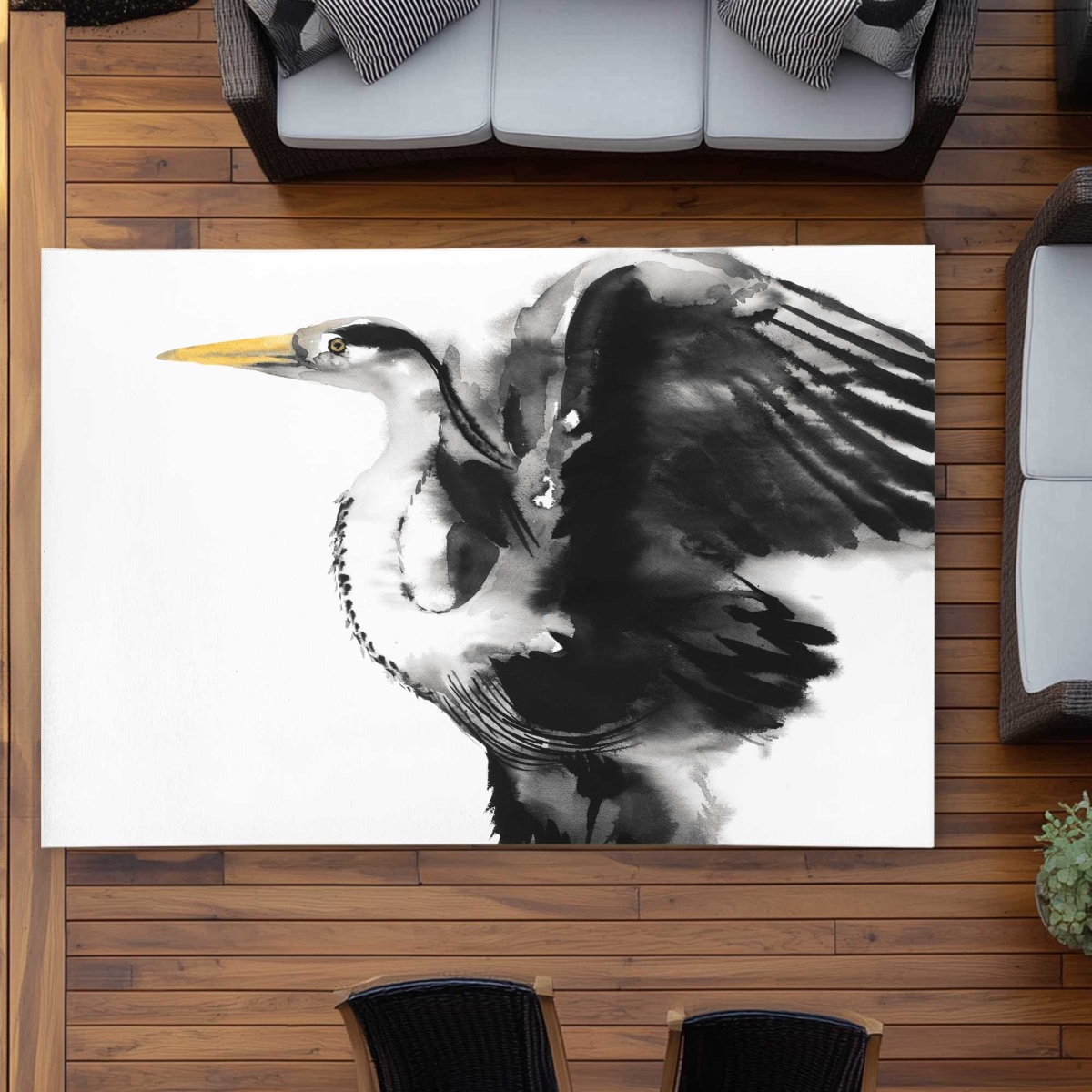 C1ROAR57ZK6NNJ 5 x 7 ft. Heron Bedroom Wildlife Outdoor Rectangle Area Rug - Home Decor Accent