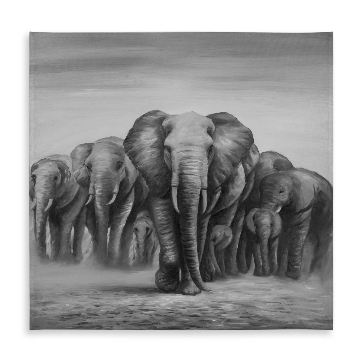 Picture of Begin Home Decor C1TC5858V1ZDRS 58 x 58 in. Herd of Elephants Tablecloth - Gray Man Cave Indoor & Outdoor