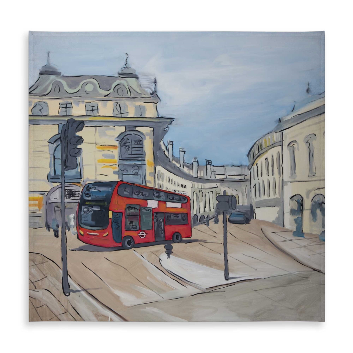 Picture of Begin Home Decor C1TC5858ZNH5TR 58 x 58 in. Piccadilly Circus of London Beige Building Tablecloth