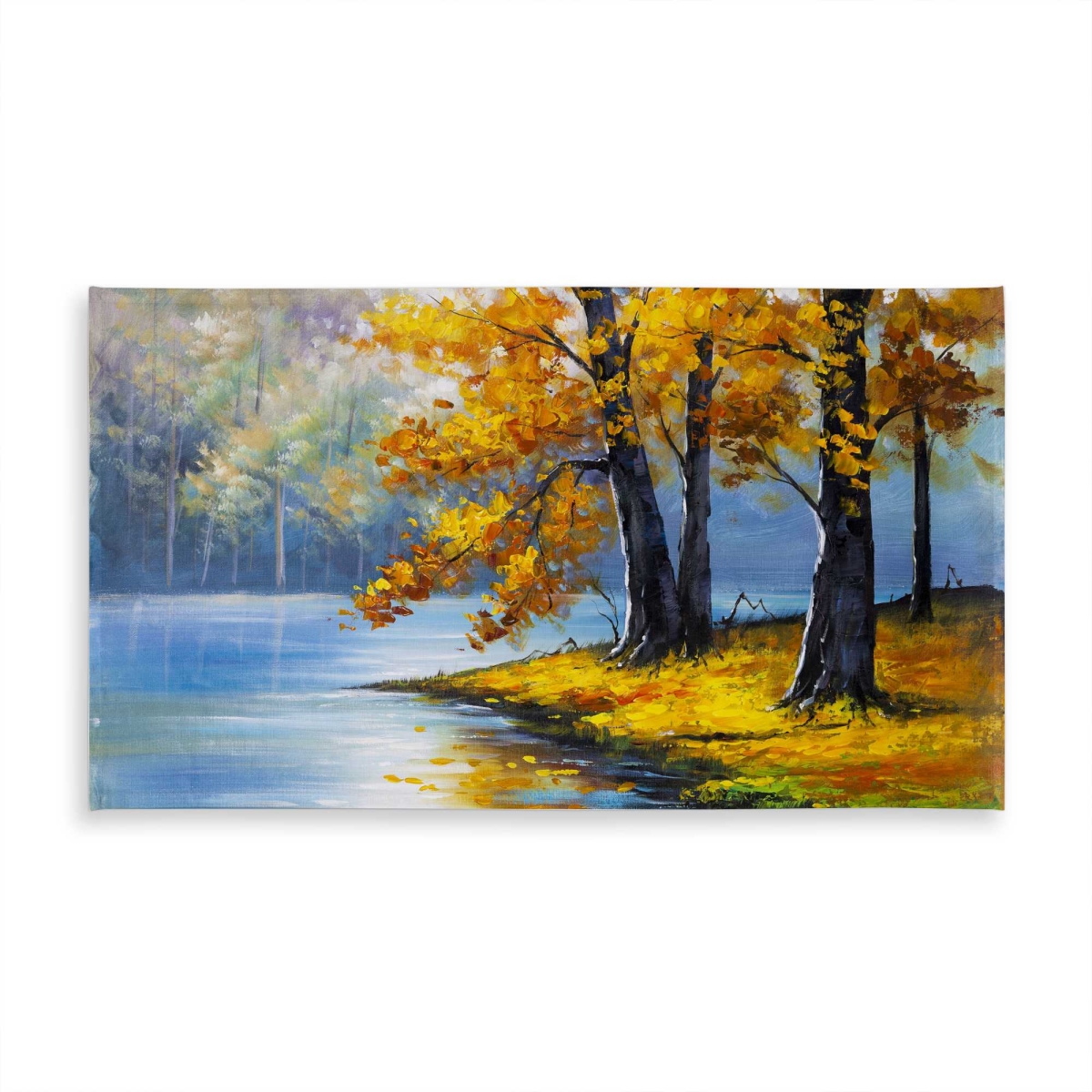 Picture of Begin Home Decor C1TCLRGESXGBGJ 58 x 102 in. Two Trees by The Lake - Contemporary Blue Tablecloth - Decor
