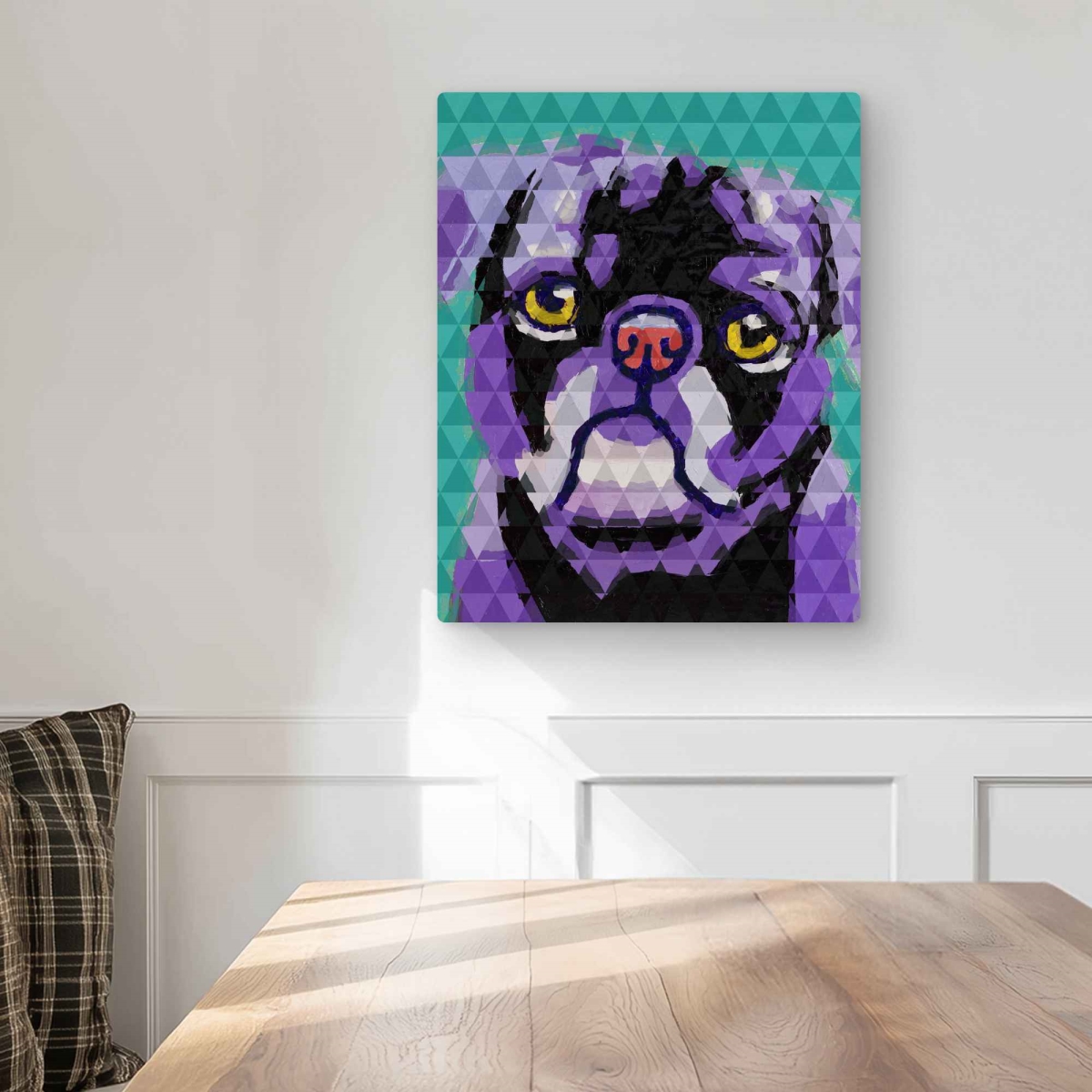 C1MP1620W7Z4L5 16 x 20 in. Geometric Pug - Bedroom Dog Metal Print Wall Art for Home Decor
