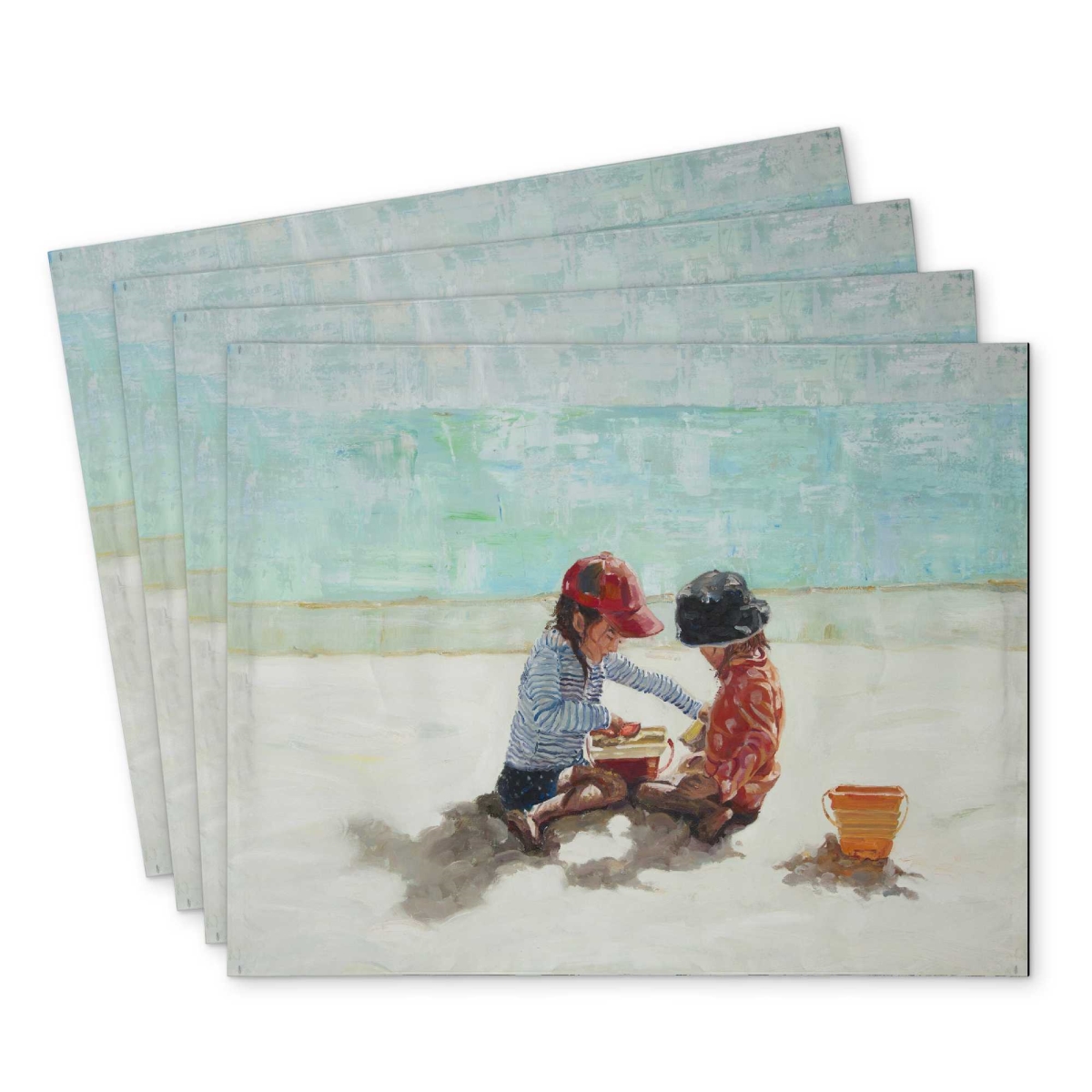 Picture of Begin Home Decor C4PP1418NX28I1 14 x 18 in. Little Girls at the Beach Polyester Placemat - Home Decor - Set of 4