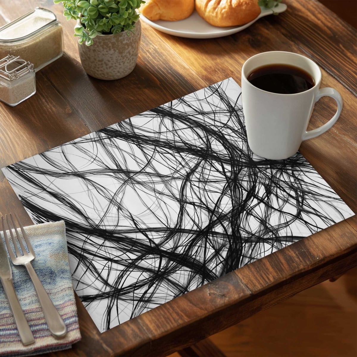 Picture of Begin Home Decor C4PP1418OFBYLY 14 x 18 in. Connection Polyester Placemat for Elegant Home Decor - Set of 4