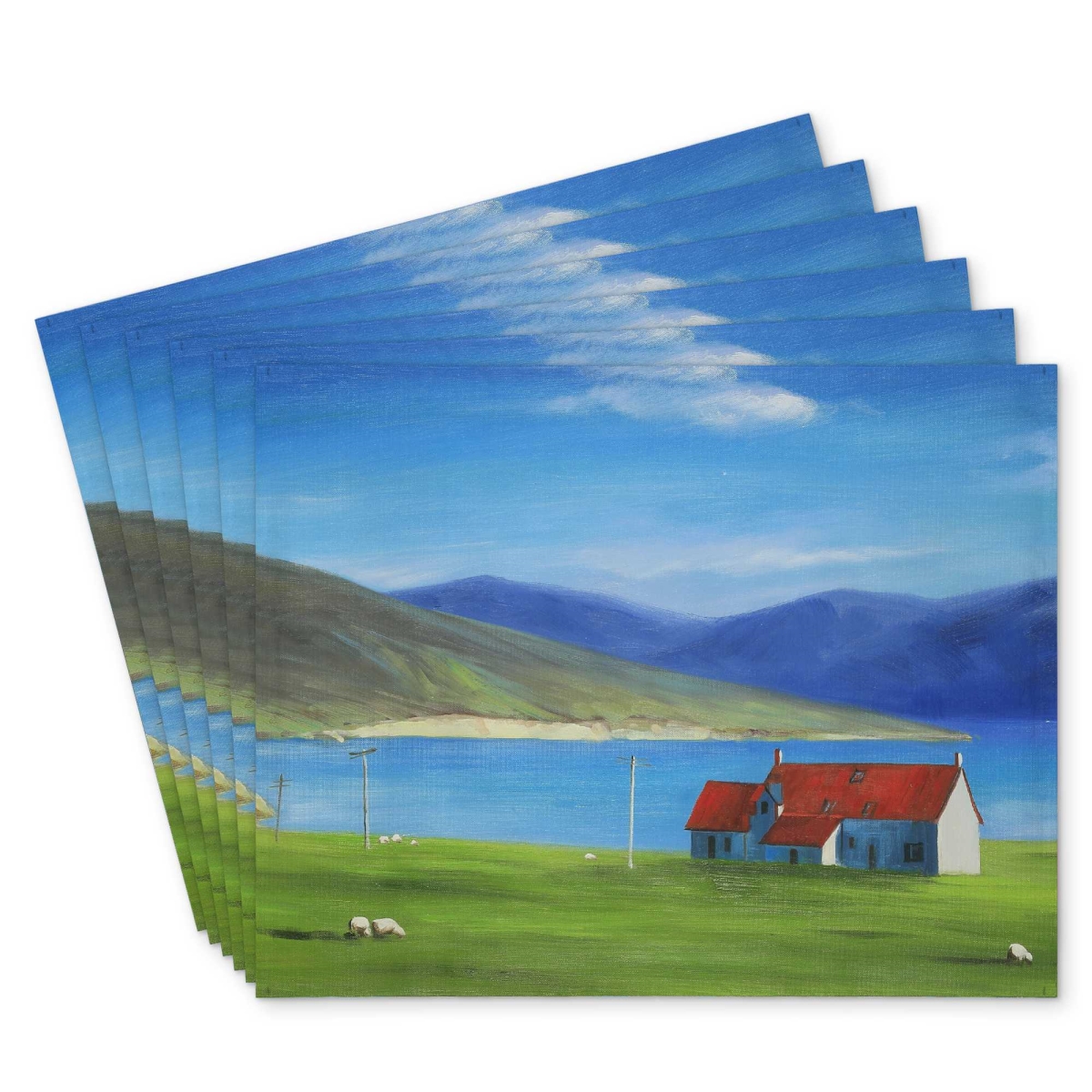 Picture of Begin Home Decor C6PP1418ZG8XER 14 x 18 in. Scottish Highlands Placemat - Little Red Roof House Decor - Set of 6