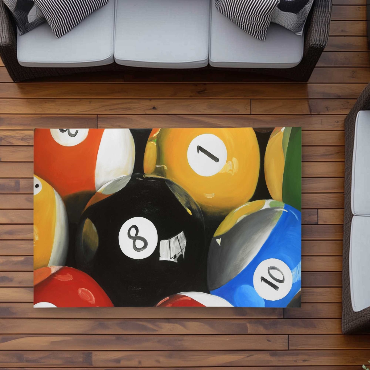 C1ROAR35R8RU7L 3 x 5 ft. Pool Balls Closeup Rectangle Area Rug - Hyperrealist Man Cave Decor