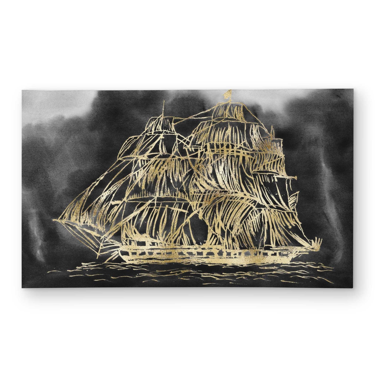 C1ROAR35Y7CVAI 3 x 5 ft. Old Sailing Ship Illustration - Coastal Outdoor Rectangle Area Rug