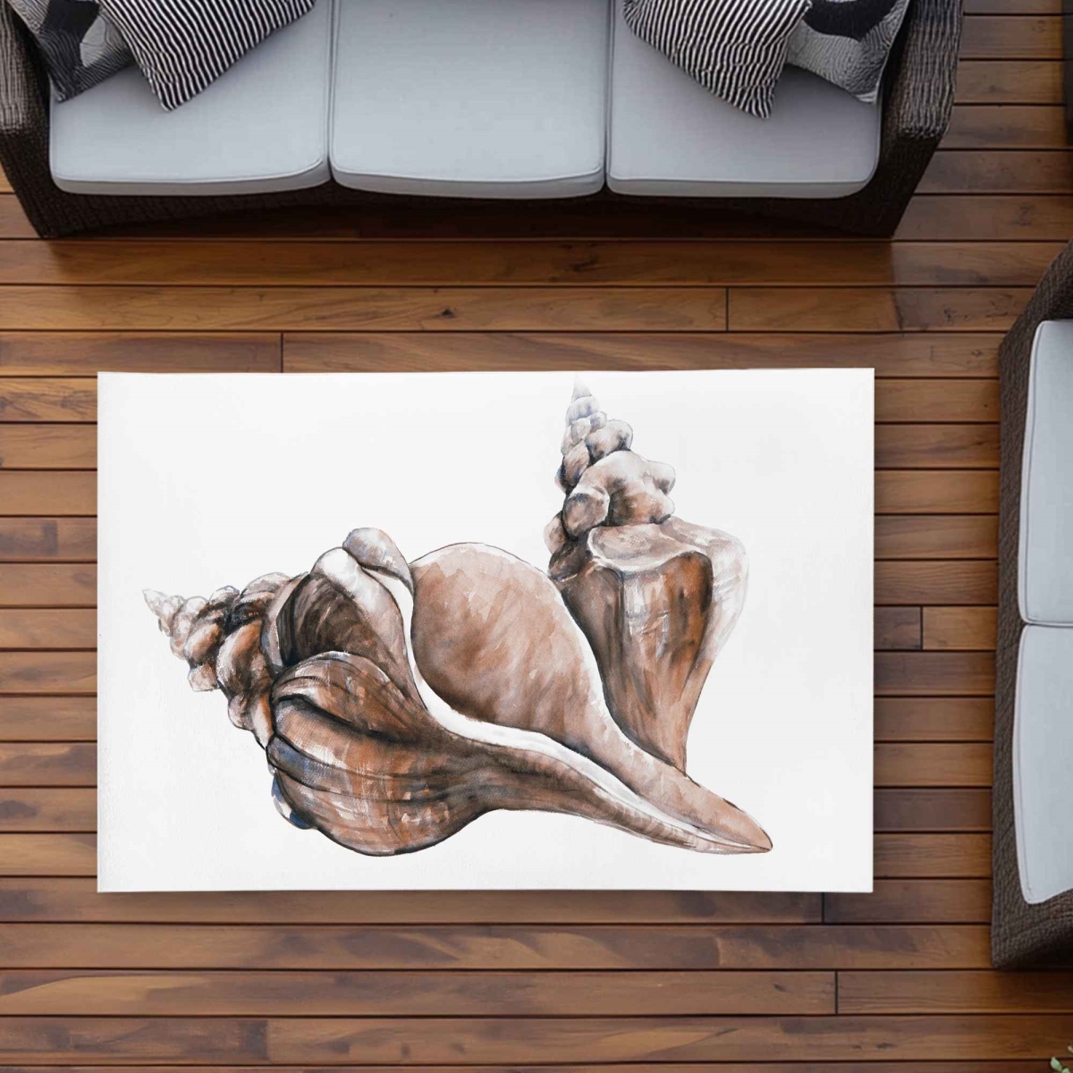 C1ROAR35YK28AX 3 x 5 ft. Coral Horse Conch Seashells Rectangle Area Rug - Neutral Bathroom Decor