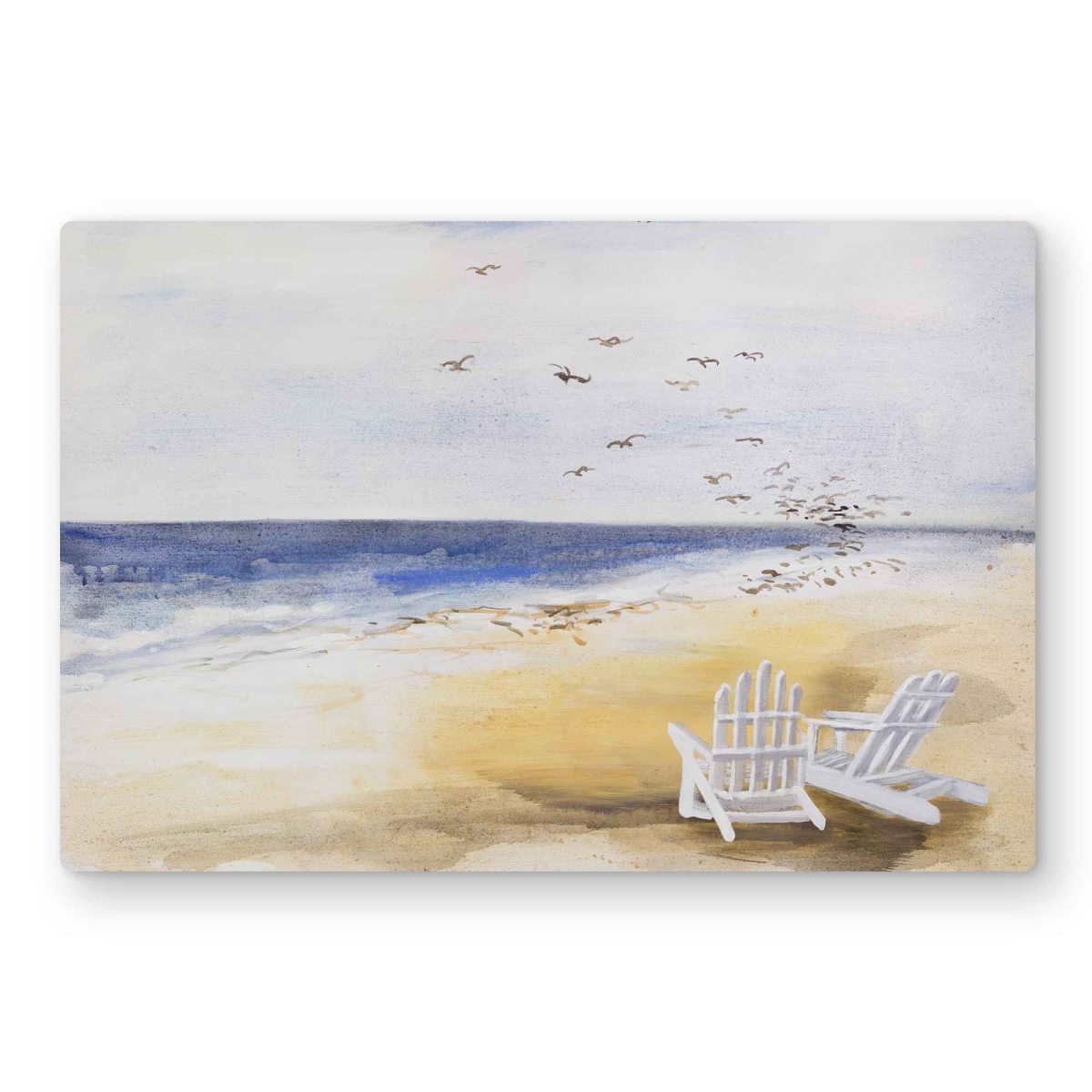 C1MP2436PXRUVJ 24 x 36 in. Day at the Beach - Illustrative Beige Metal Print Wall Art - Decor