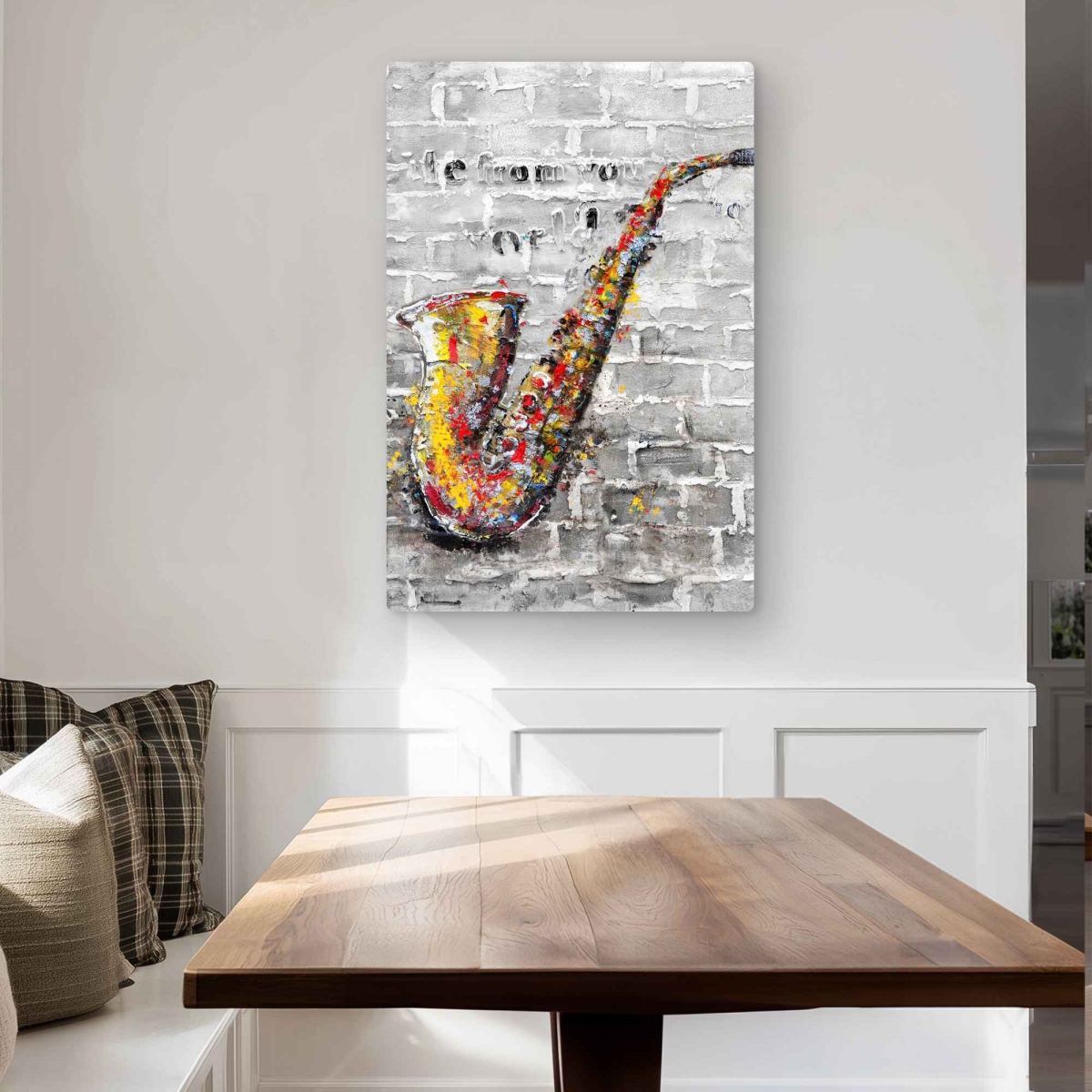 C1MP2436Q9WKWW 24 x 36 in. Graffiti of A Saxophone - Contemporary Metal Print Wall Art - Man Cave