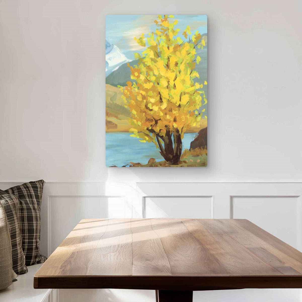 C1MP2030YAR1MS 20 x 30 in. Yellow Tree & Reflection Wall Art - Scenic Landscapes Metal Print