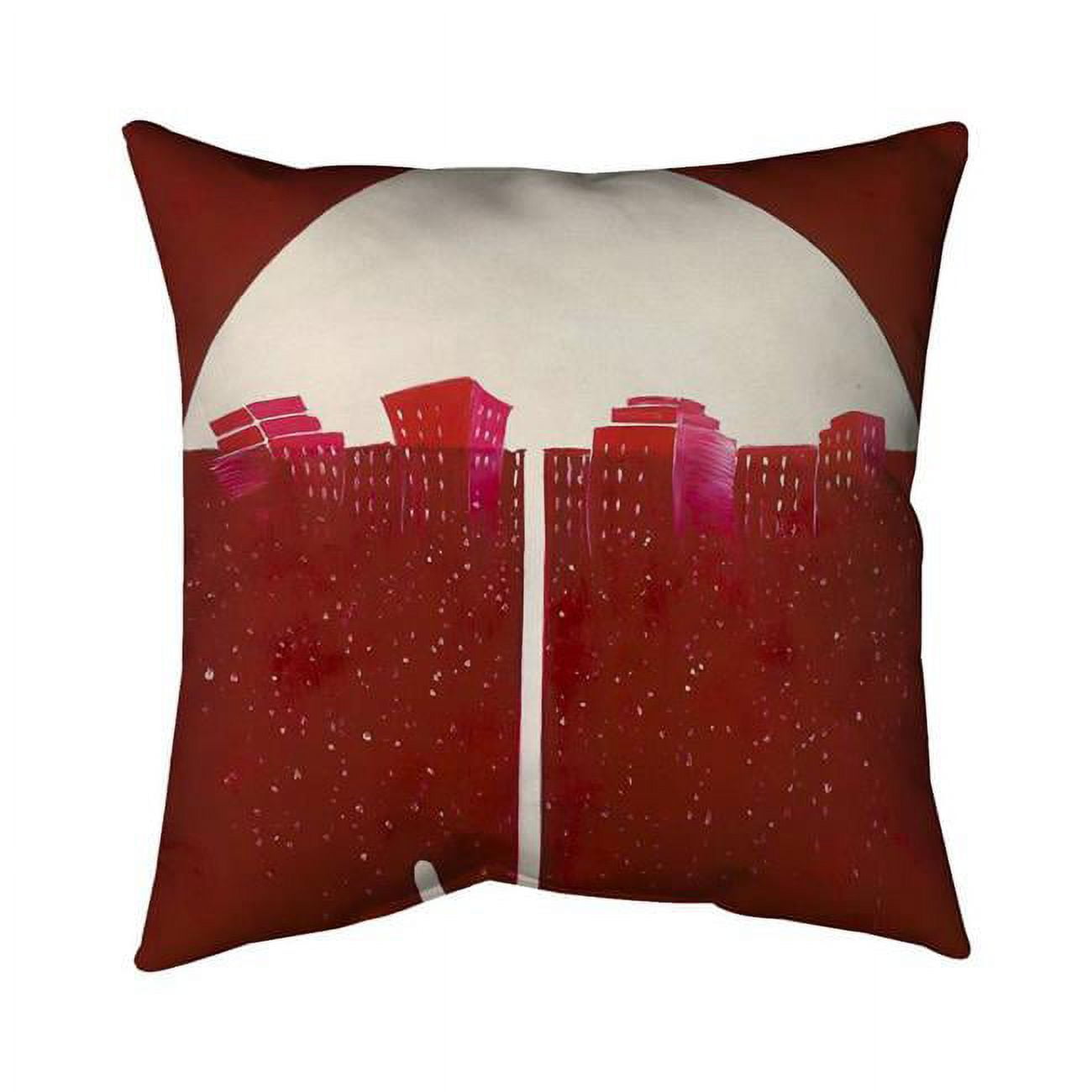 20 x 20 in. Red City Under Umbrella-Double Sided Print Indoor Pillow