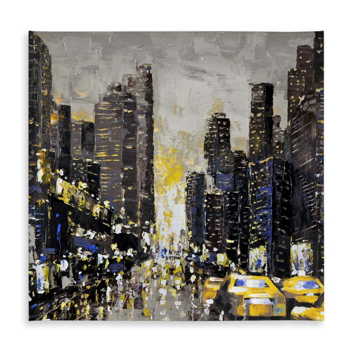 Picture of Begin Home Decor C1TC5858SBIX0Q 58 x 58 in. Abstract City Tablecloth - Yellow Taxis Indoor & Outdoor Decor