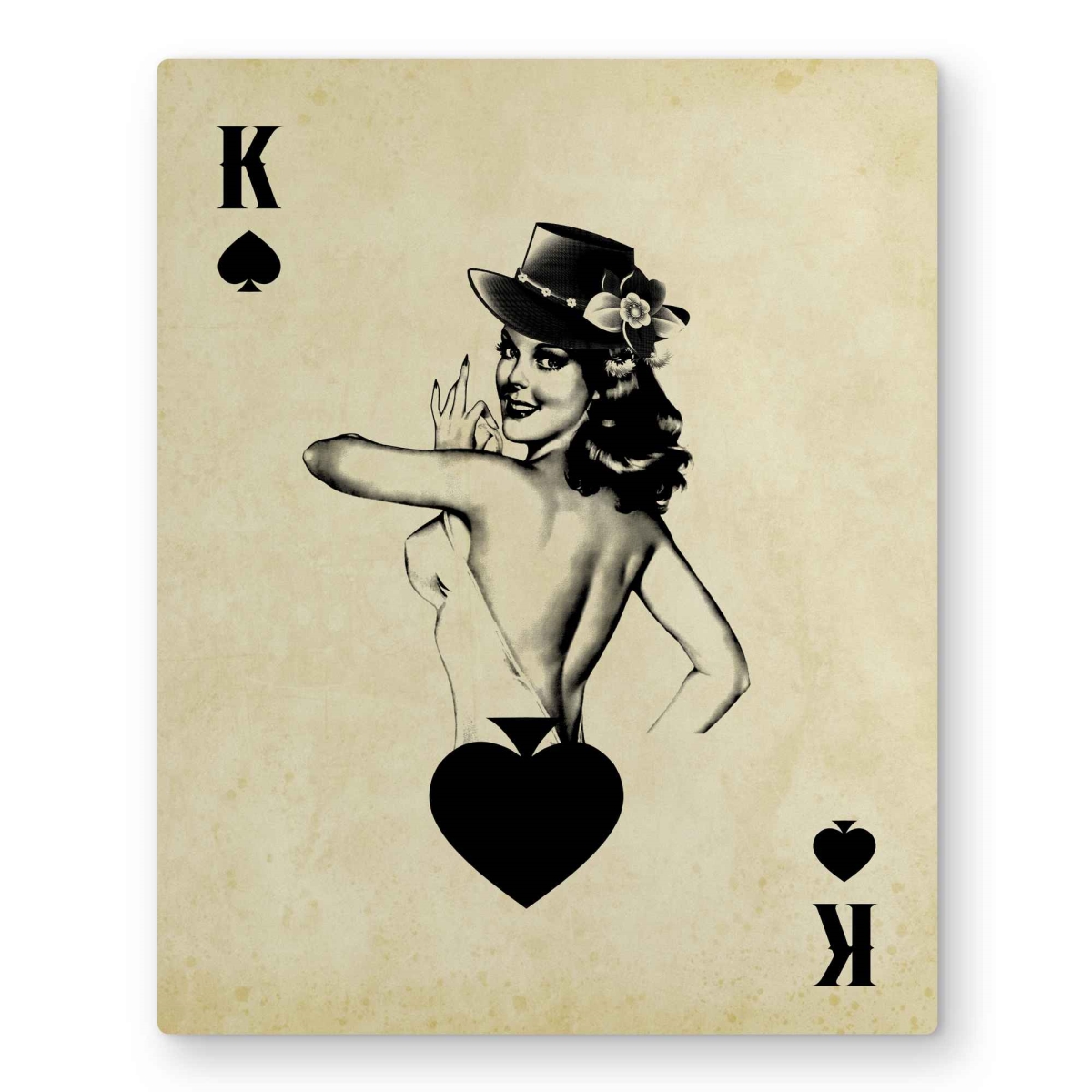C1MP1620G0N23P 16 x 20 in. King of Spades - Sepia Metal Print Wall Art for Man Cave Decor