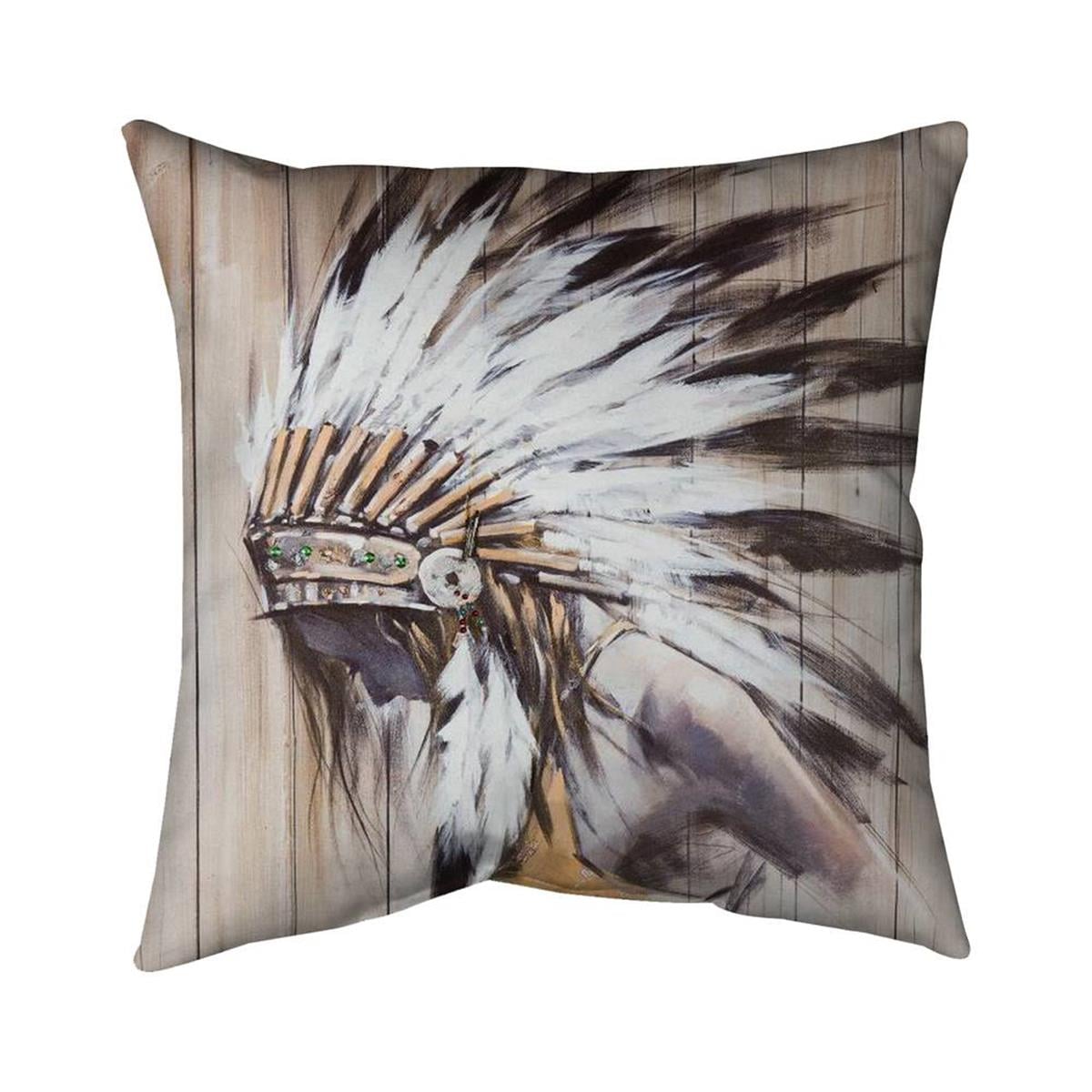 5541-2020-MI48 20 x 20 in. Indian with Feathers-Double Sided Print Indoor Pillow