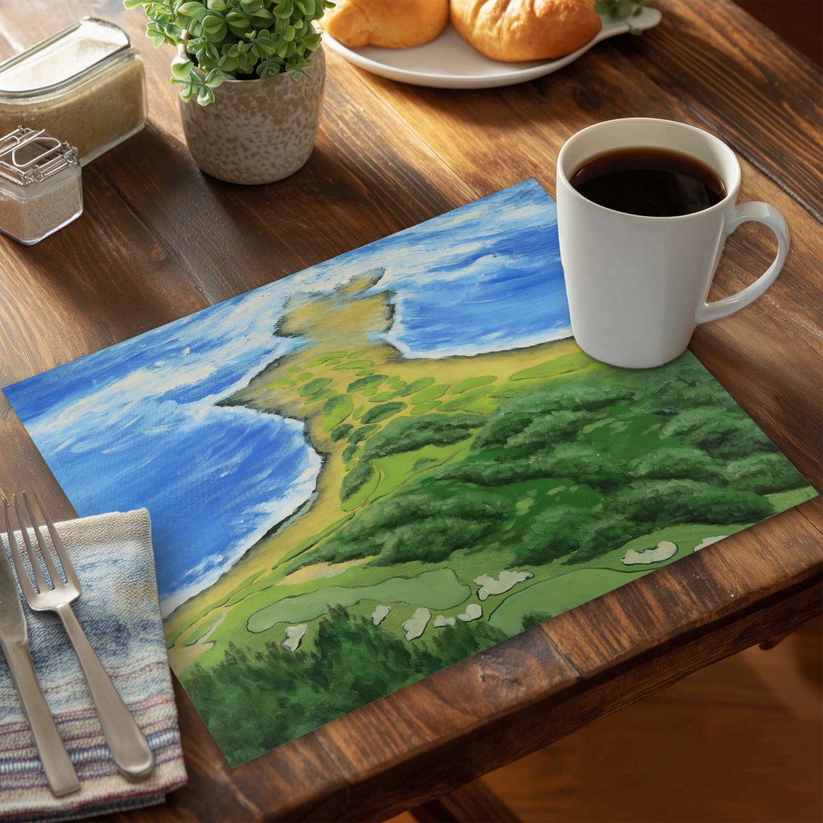 Picture of Begin Home Decor C4PP1418BB7KLD 14 x 18 in. Golf Course on the Coast Polyester Placemat - Home Decor - Set of 4
