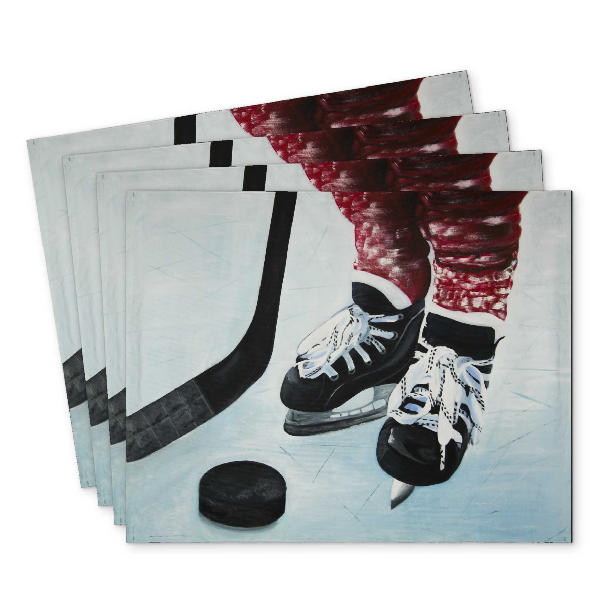 Picture of Begin Home Decor C4PP1418DBIGUD 14 x 18 in. Young Hockey Player Polyester Placemat for Home Decor - Kids - Set of 4