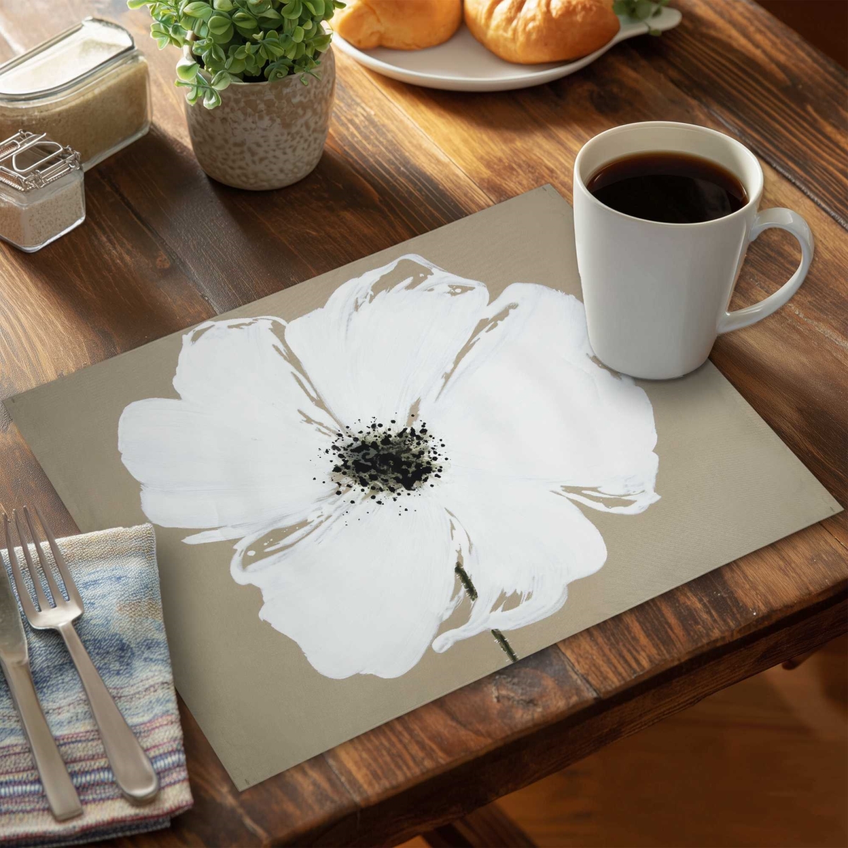 Picture of Begin Home Decor C4PP1418G4RD9J 14 x 18 in. Abstract Color Splash Petals Flower Polyester Placemat - Set of 4