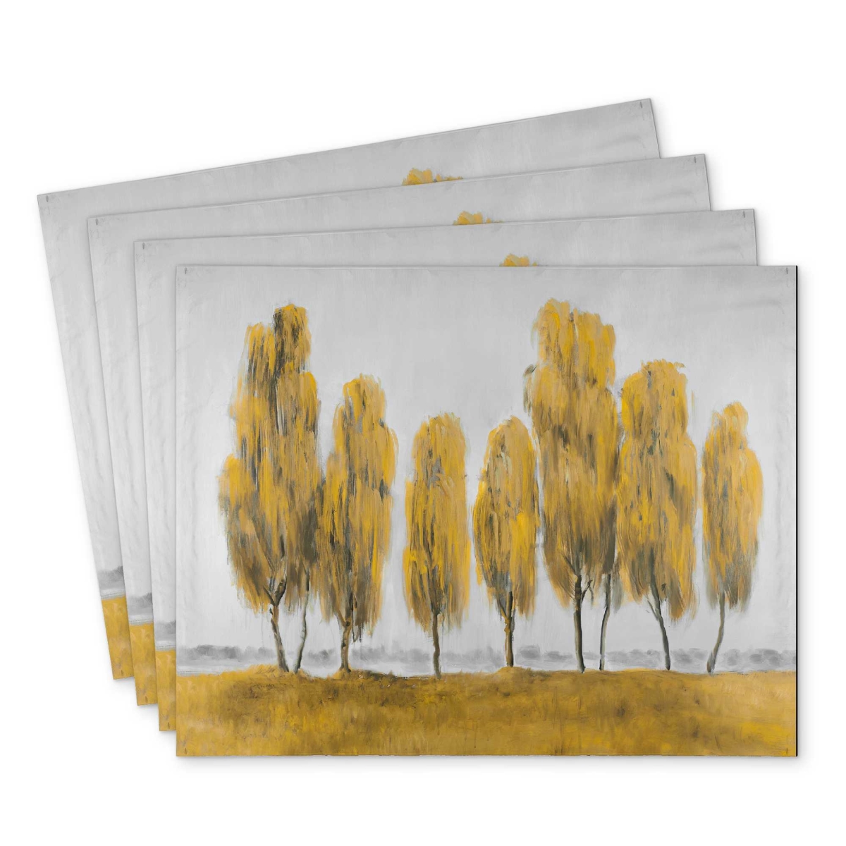 Picture of Begin Home Decor C4PP1418HE571F 14 x 18 in. Seven Abstract Yellow Trees - Polyester Placemat - Set of 4