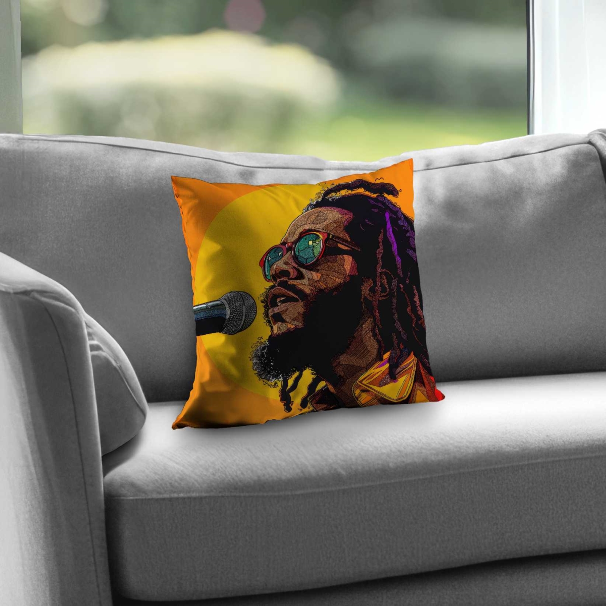 C1PC1414F9H8D2 14 x 14 in. Sing Yellow Poly Twill Throw - Stylish Home Decor Accent