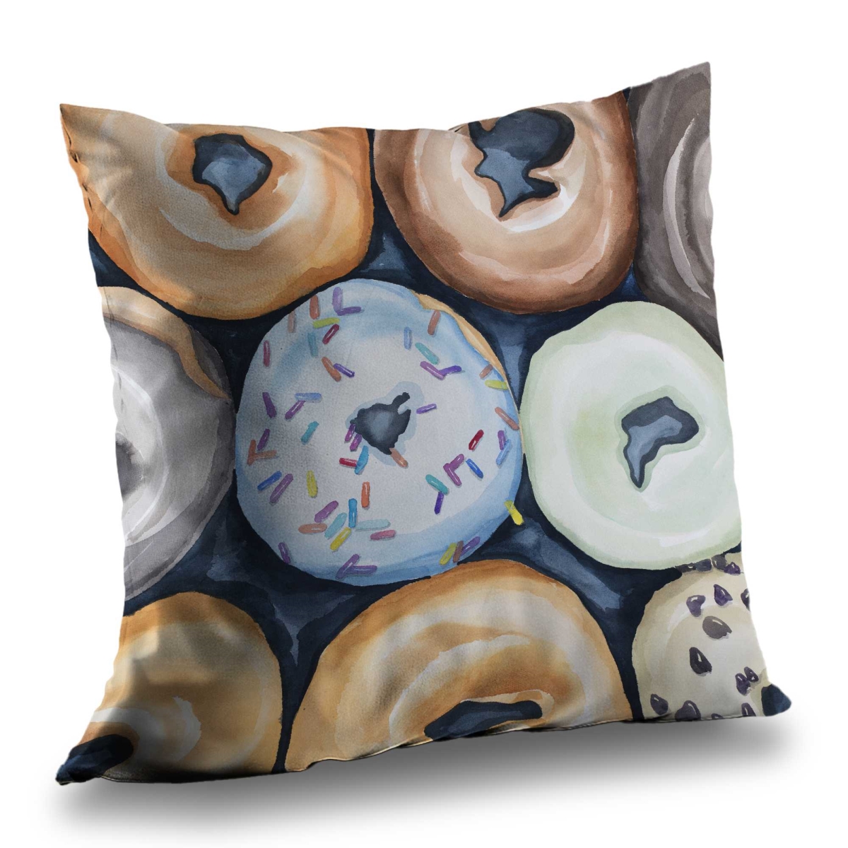 C1PC1414FA0V4M 14 x 14 in. Watercolor Doughnuts with Icing - Bedroom Throw