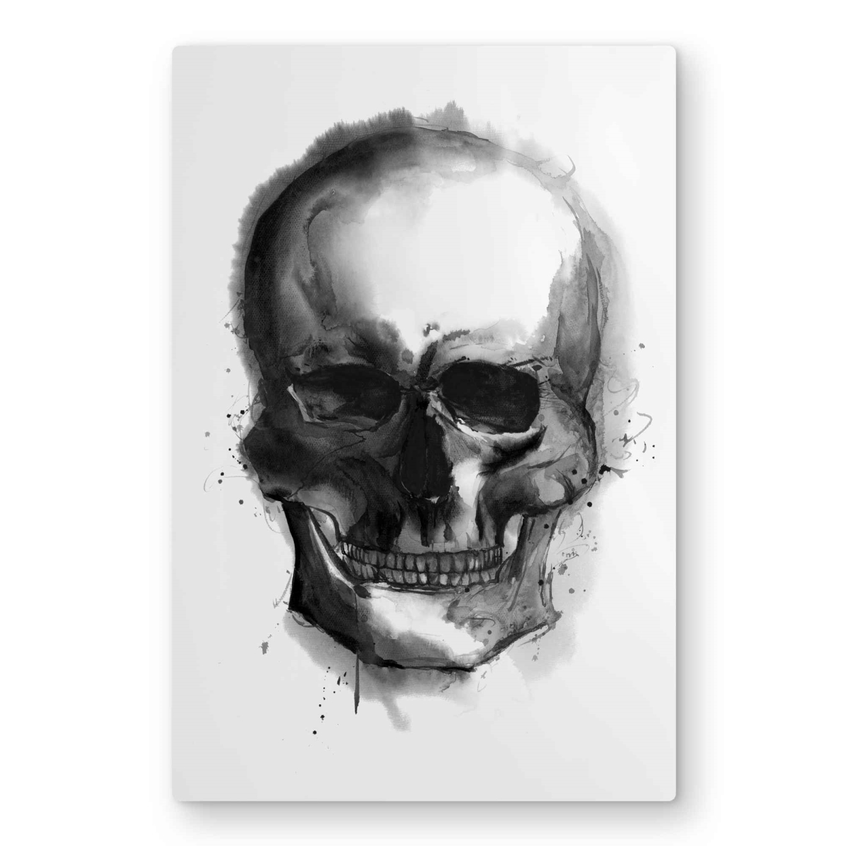 C1MP2030WFL1DD 20 x 30 in. Watercolor Dark Skull - Metal Print Wall Art for Man Cave Decor