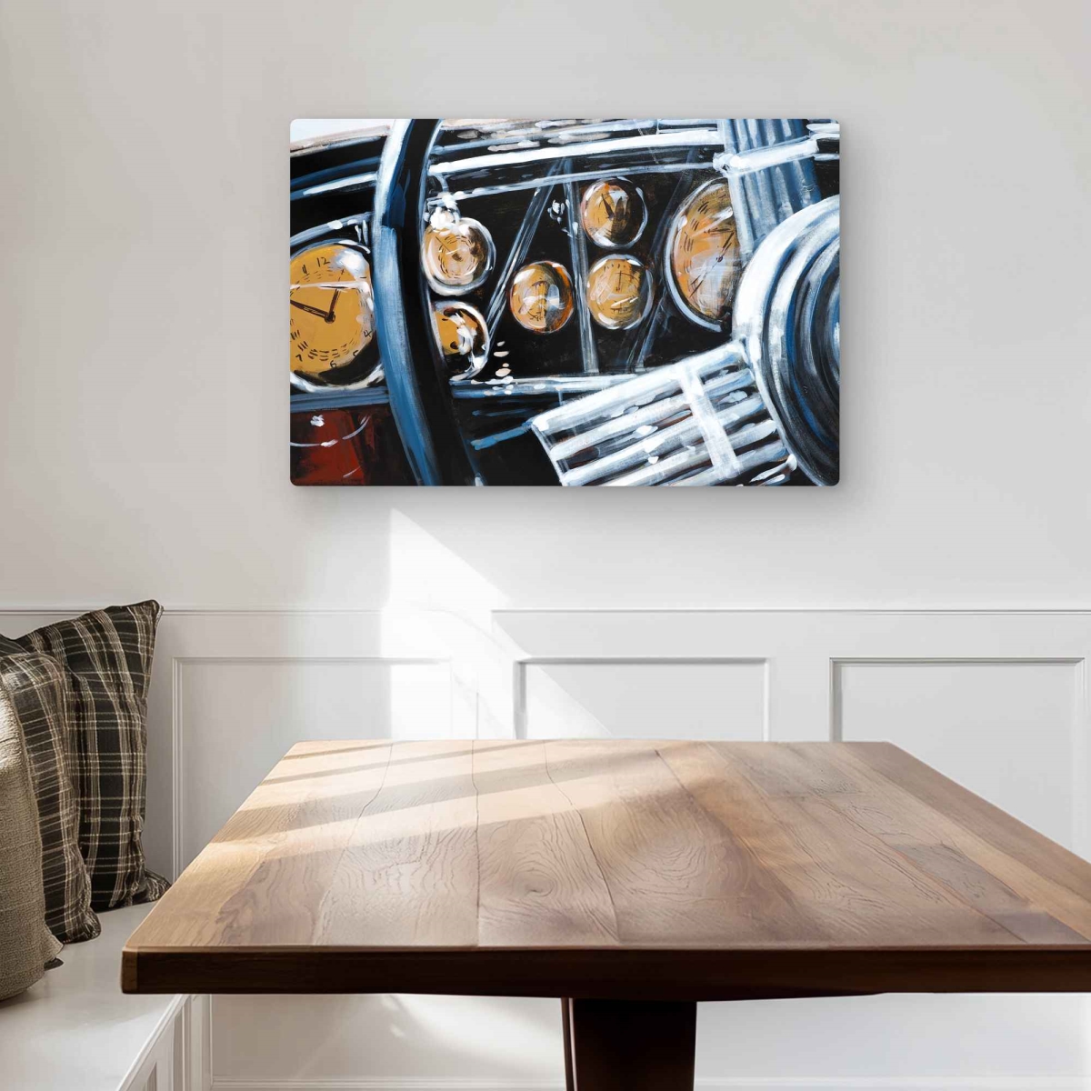 C1MP2030L1GW42 20 x 30 in. Vintage Car Interior Wall Art - Contemporary Man Cave Metal Print