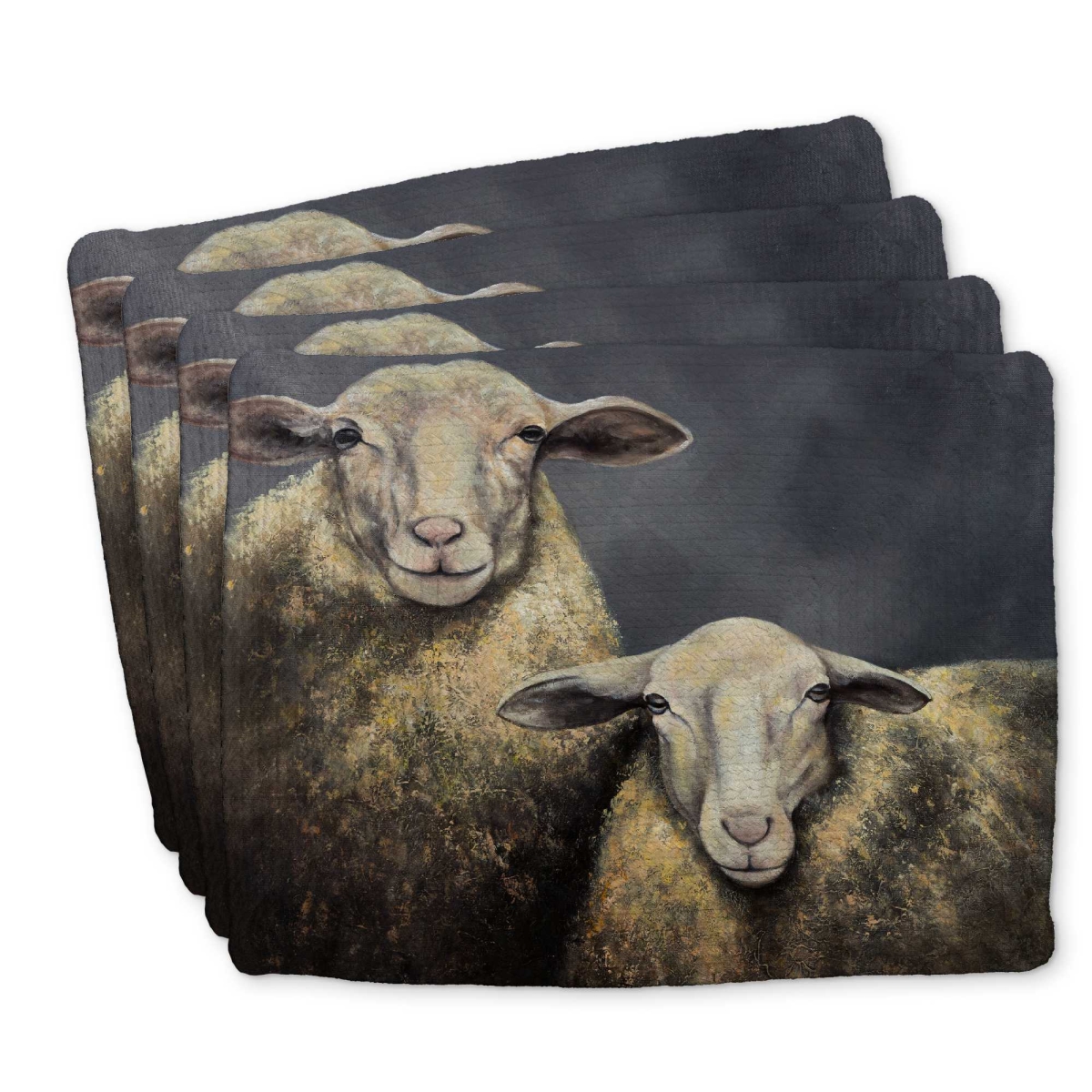 Picture of Begin Home Decor C4BP14183MFIZ3 14 x 18 in. Two Sheeps Braided Polyester Placemat - Stylish Home Decor - Set of 4