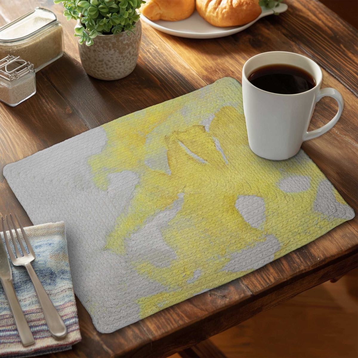 Picture of Begin Home Decor C4BP14184D9CJW 14 x 18 in. Gold Erosion Braided Polyester Placemat - Decor Essential - Set of 4
