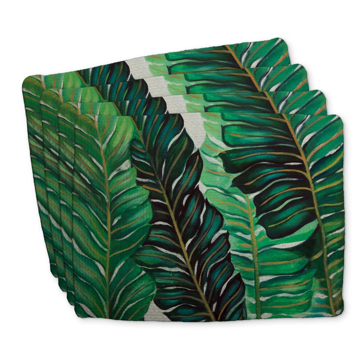 Picture of Begin Home Decor C4BP14188KMZG3 14 x 18 in. Several Exotic Plant Leaves Braided Polyester Placemat - Set of 4