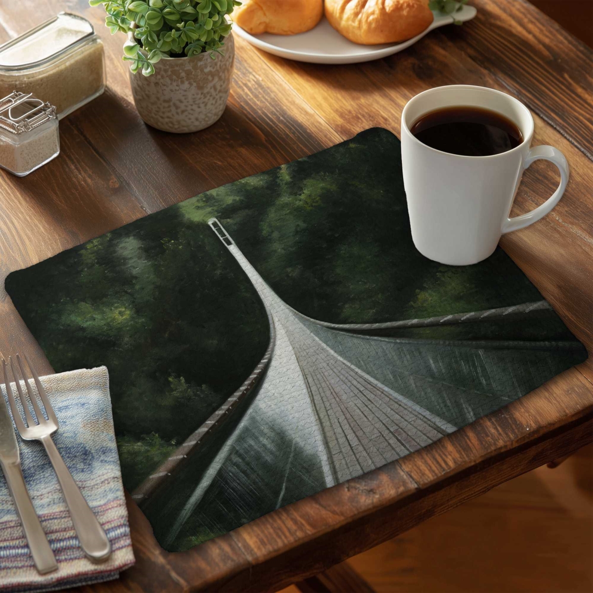 Picture of Begin Home Decor C4BP1418TVCYA8 14 x 18 in. Steep Bridge Braided Polyester Placemat for Home Decor - Set of 4